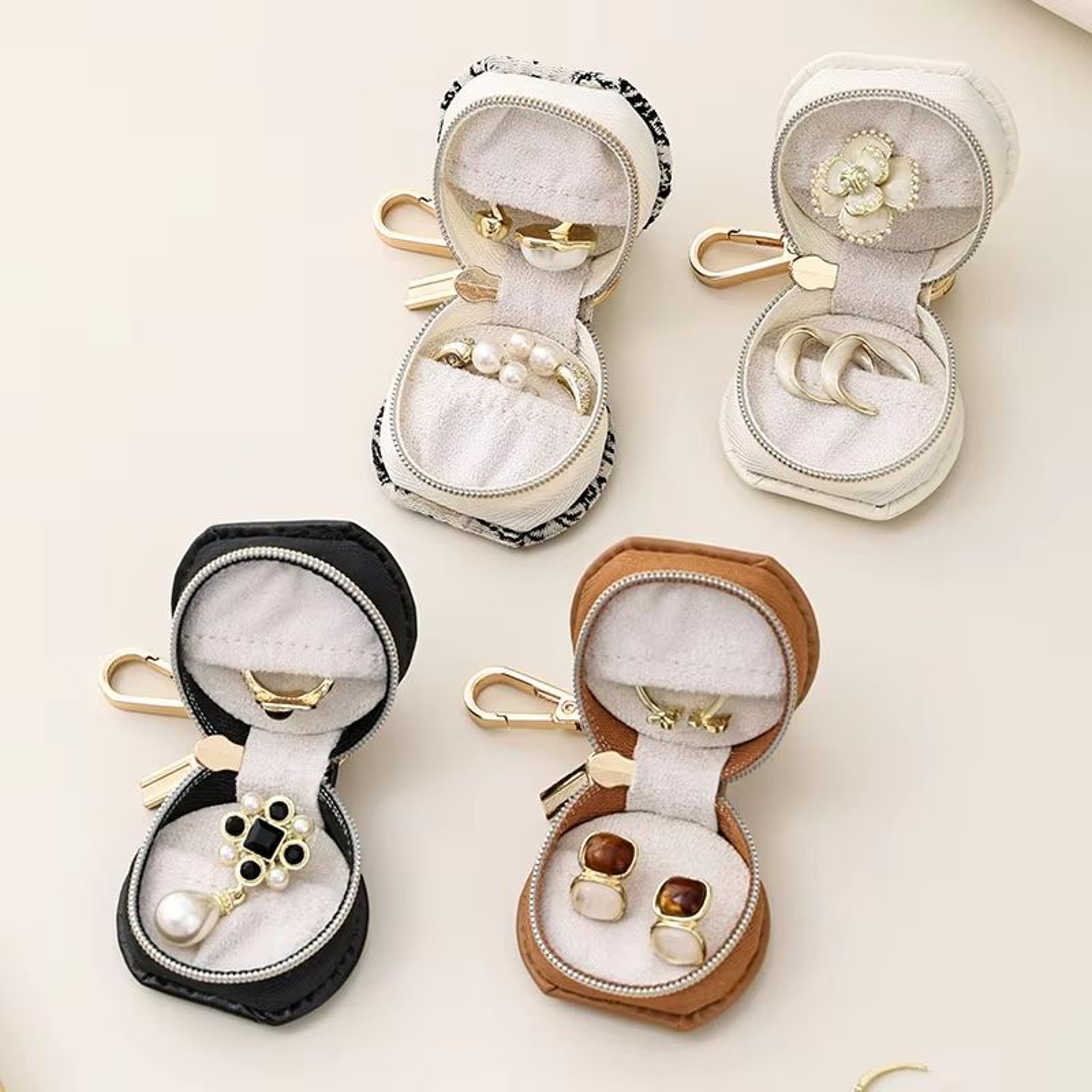 Portable Mini Jewelry Storage Box PU Leather Waterproof Earring And Ring Organizer 3