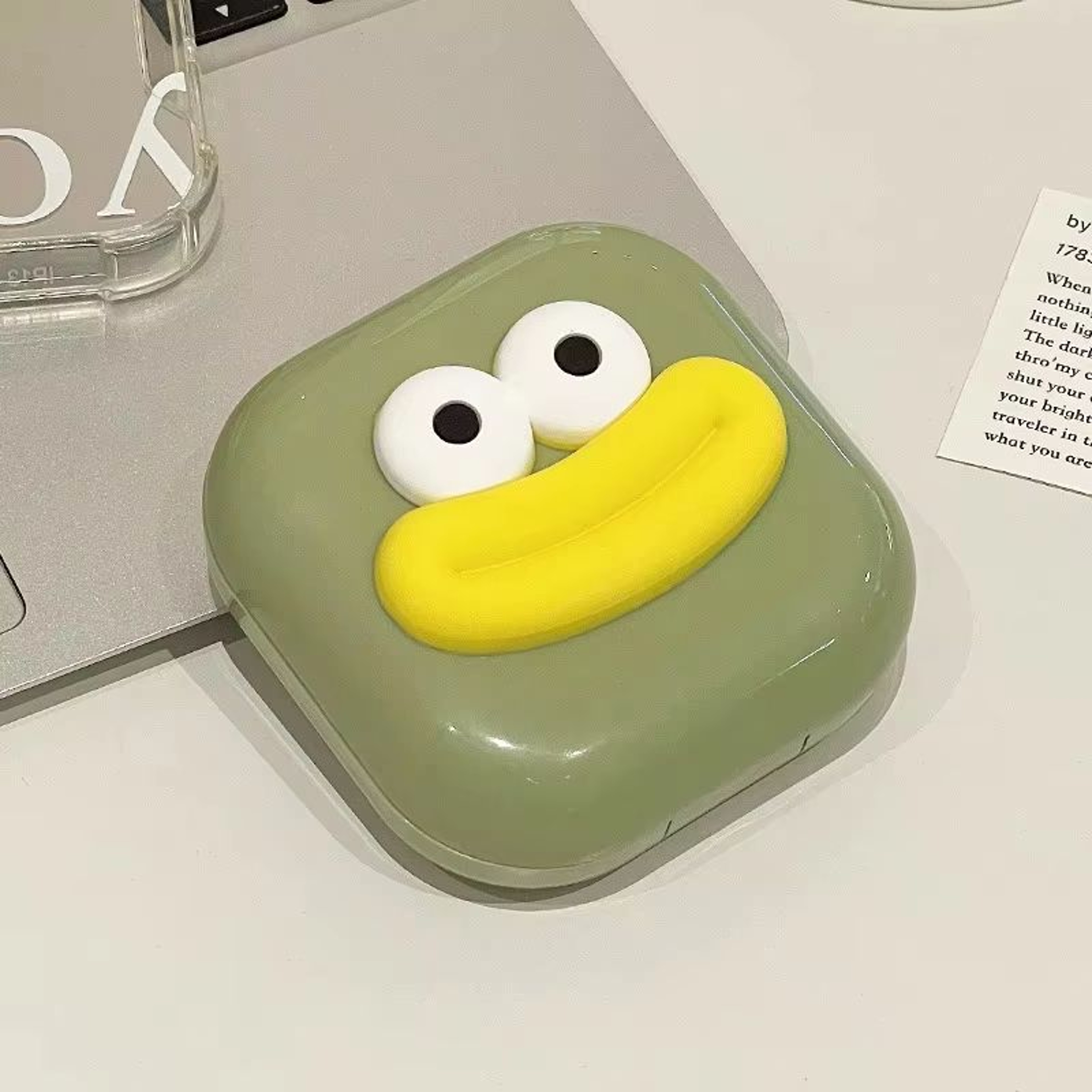 Portable Cute Sausage Style Contact Lens Case With Tweezer And Suction Stick Set 6