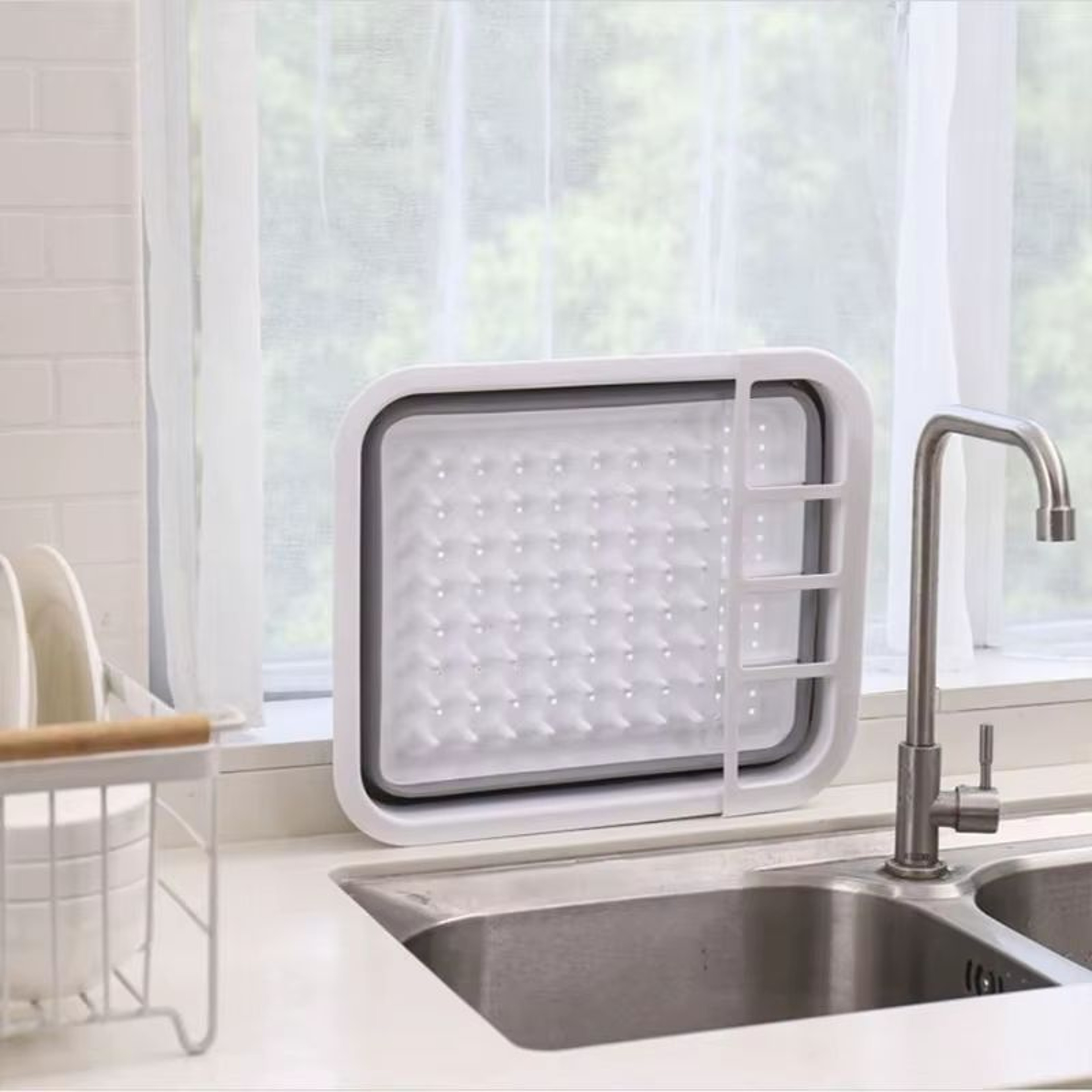 Foldable Dish Rack Portable Dinnerware Drainer Basket With Bowl And Chopstick Holders 2
