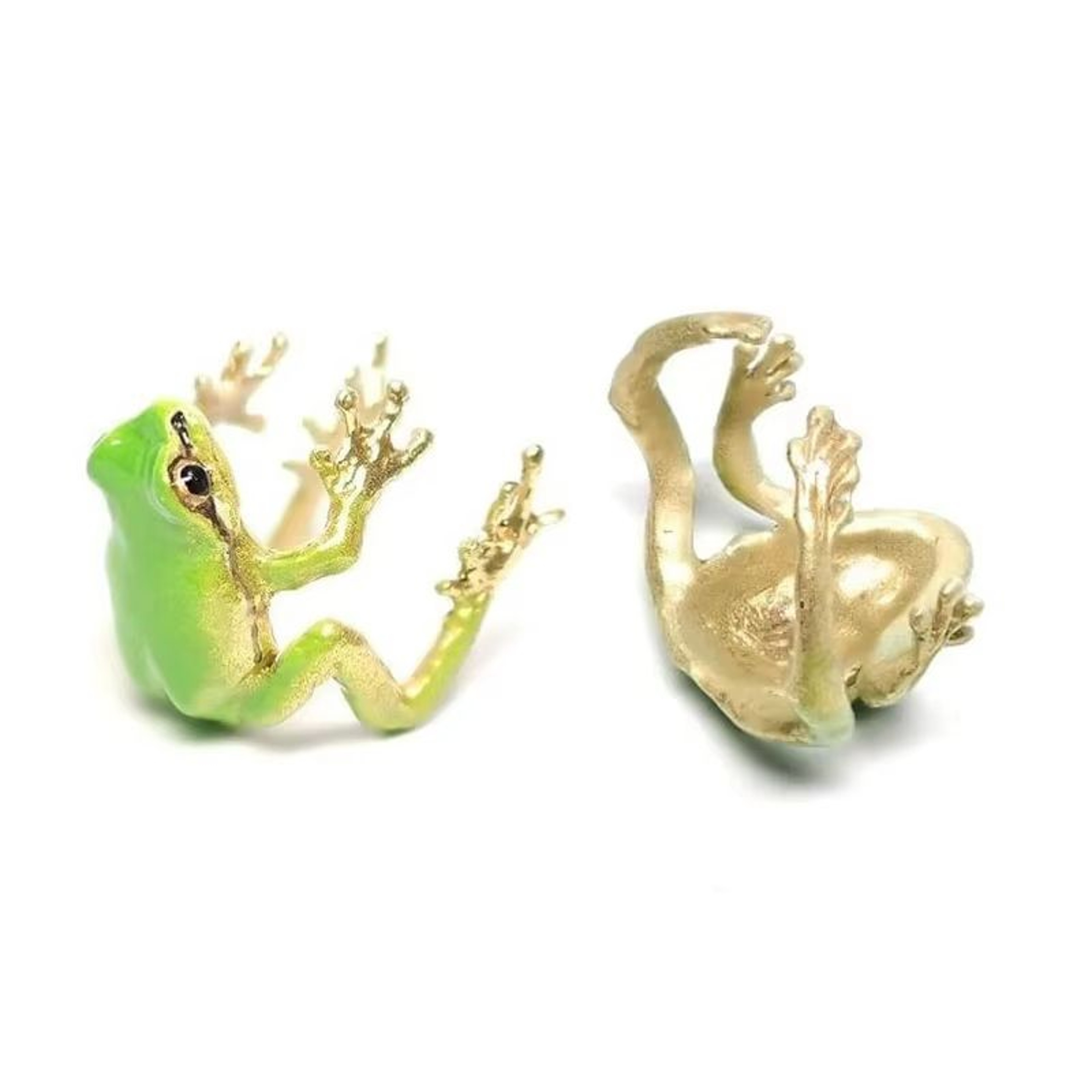 Adjustable Mini Green Tree Frog Open Ring Cute Animal Jewelry For Women And Men 4