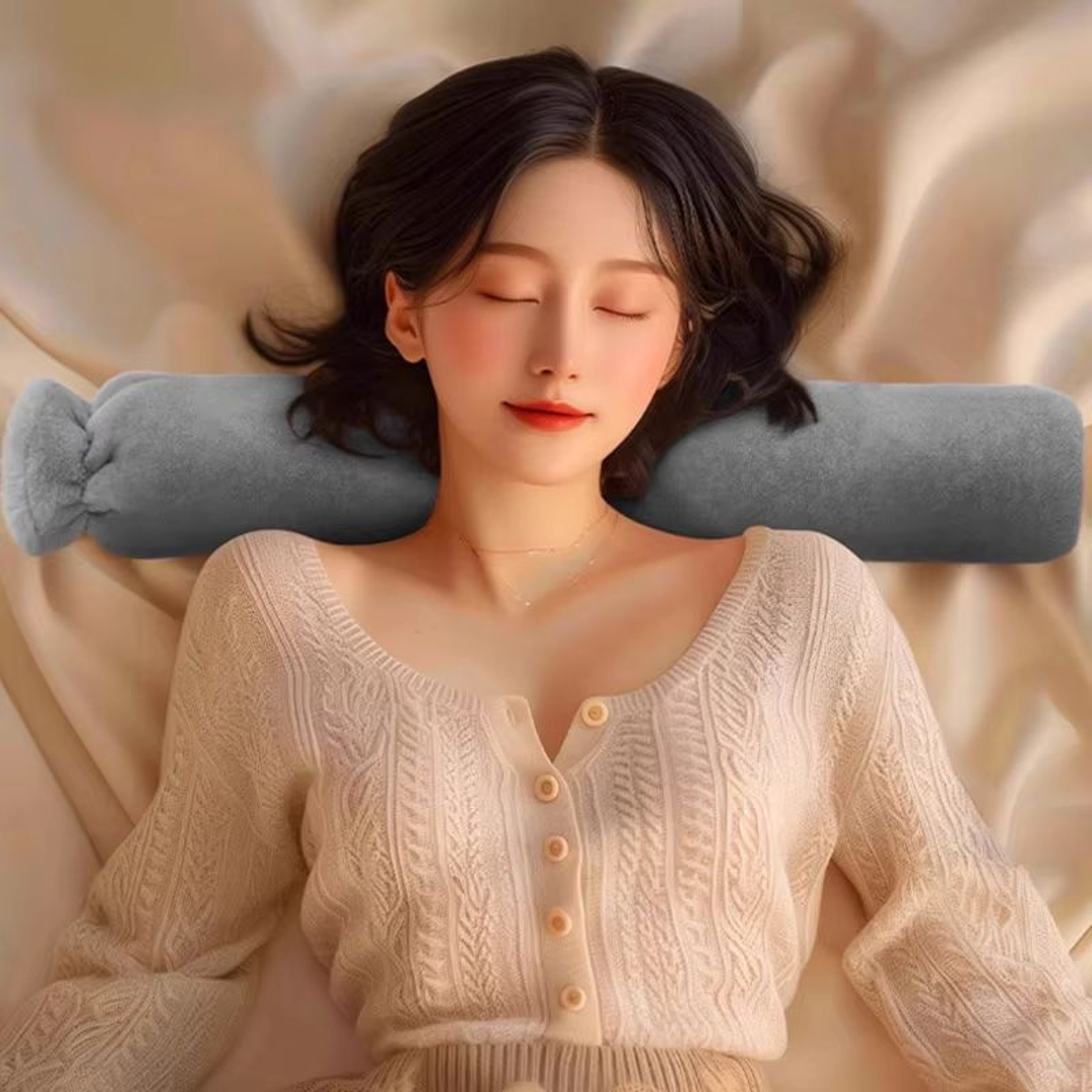 Long Hot Water Bottle With Plush Cover AntiBurst Hand Warmer For Winter Sleep 3