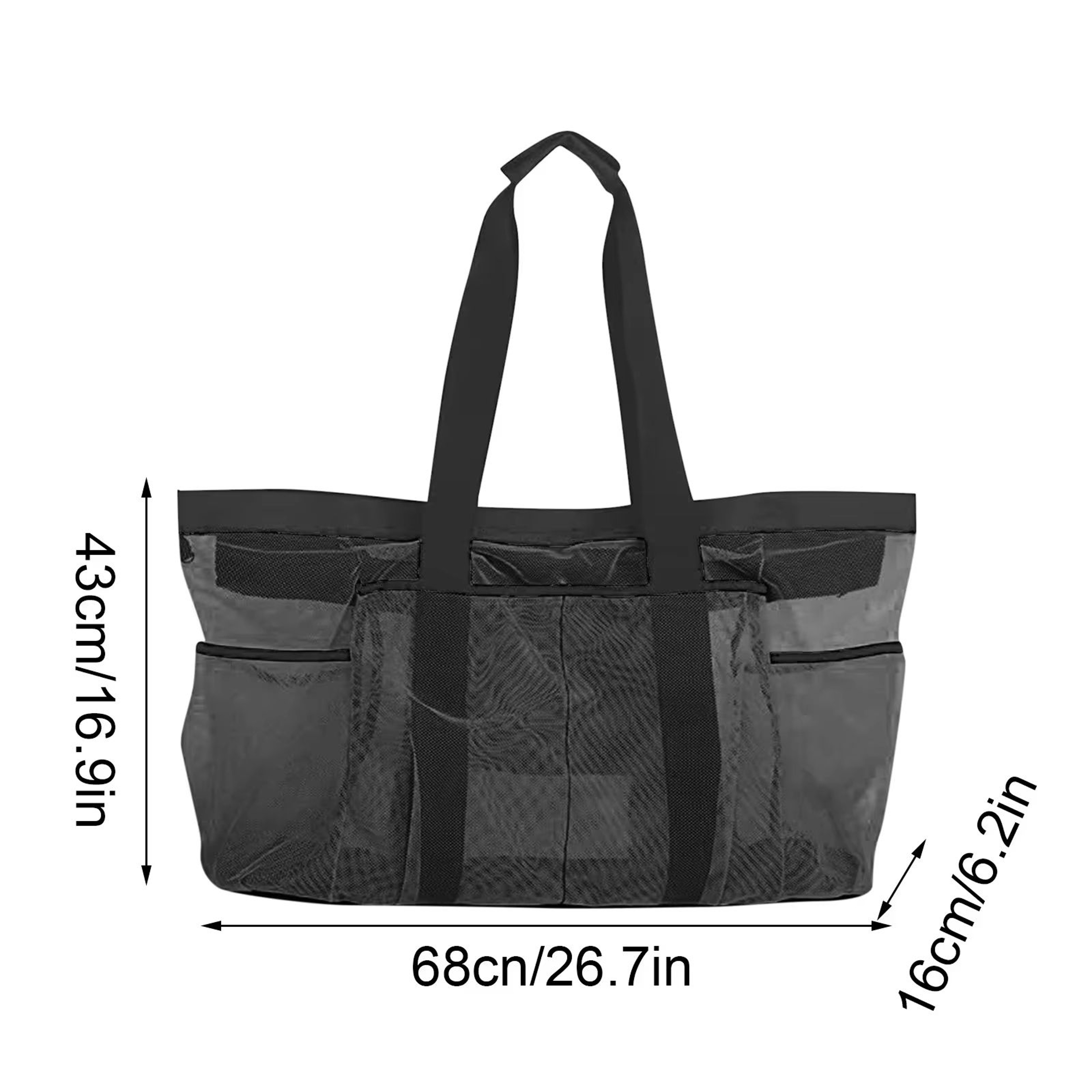 Extra Large Foldable Beach Bag With Mesh Breathable Panels And Zippered Side Pockets 7