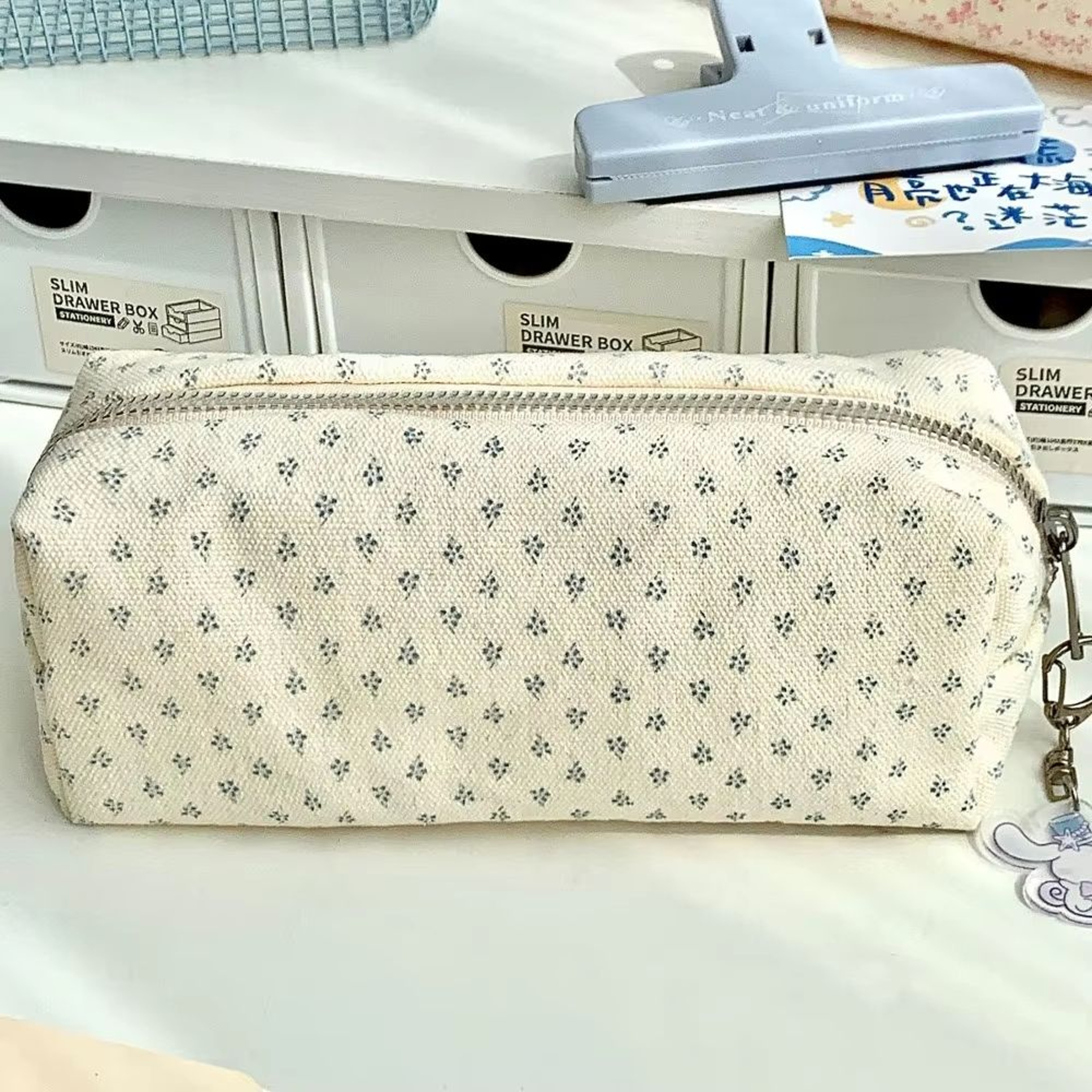 Large Cute Floral Pen Bag MultiFunction Stationery Organizer Pouch 10