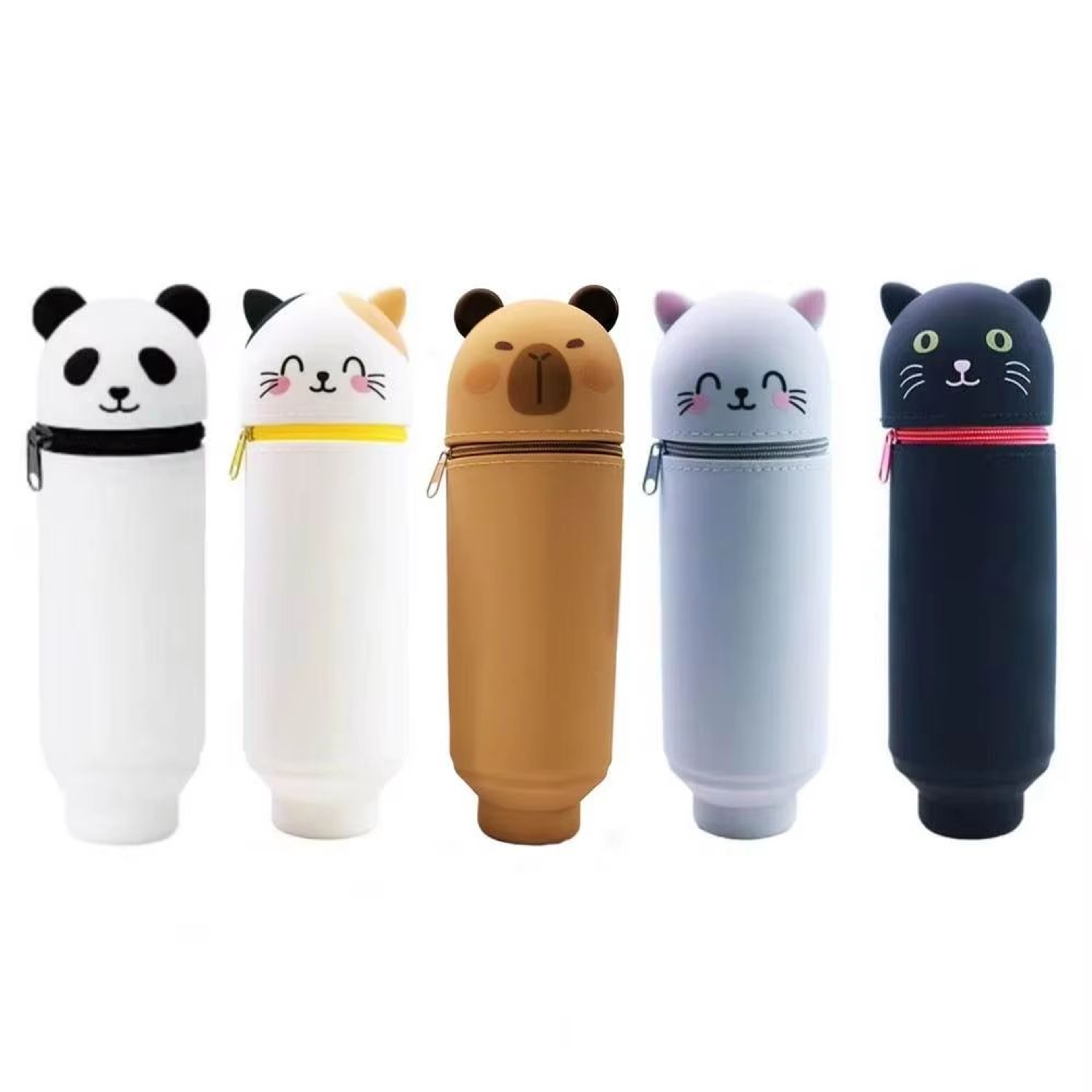 Silicone Cartoon Animal Pencil Case Foldable Pen Pouch With Zipper 0