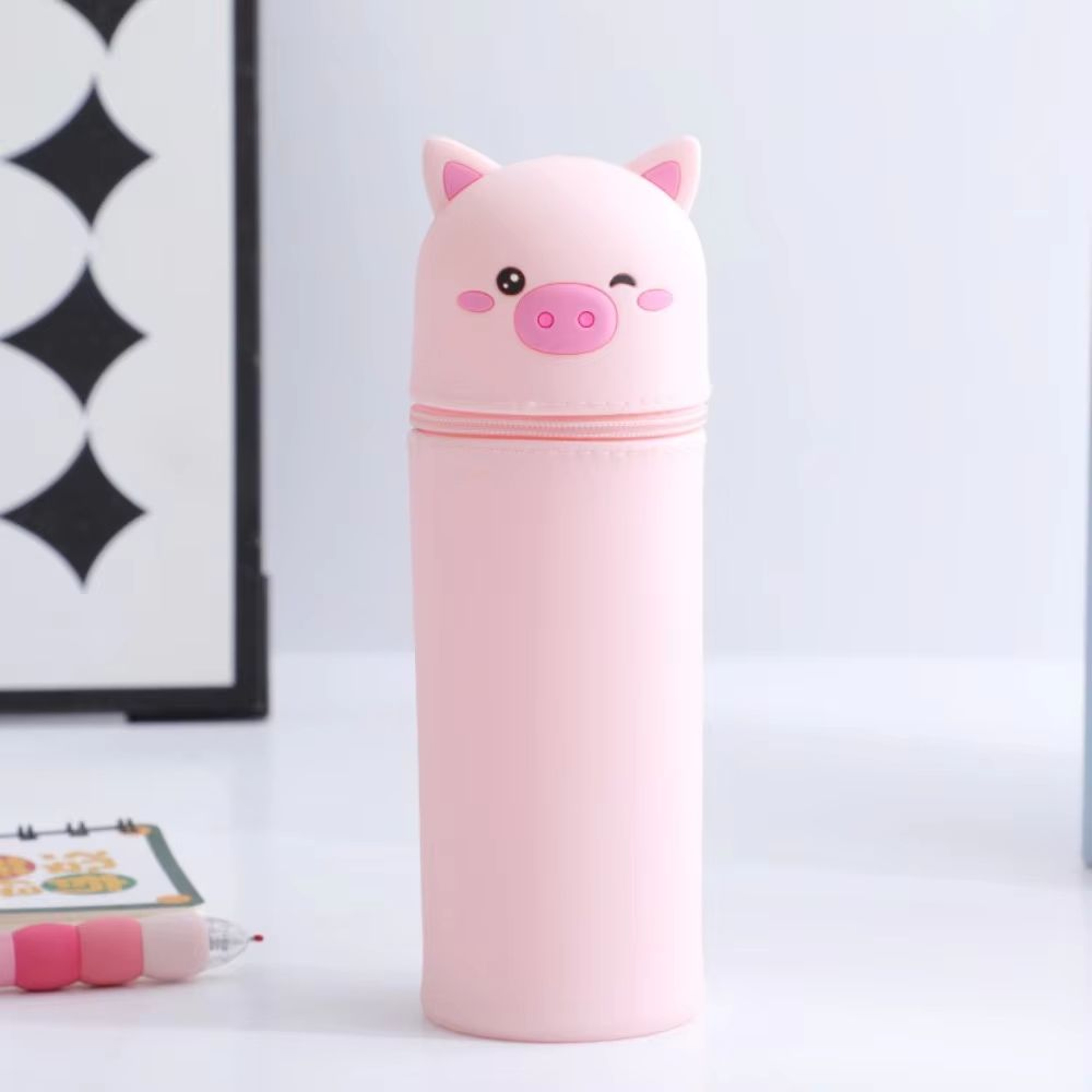 Silicone Cartoon Animal Pencil Case Foldable Pen Pouch With Zipper 12