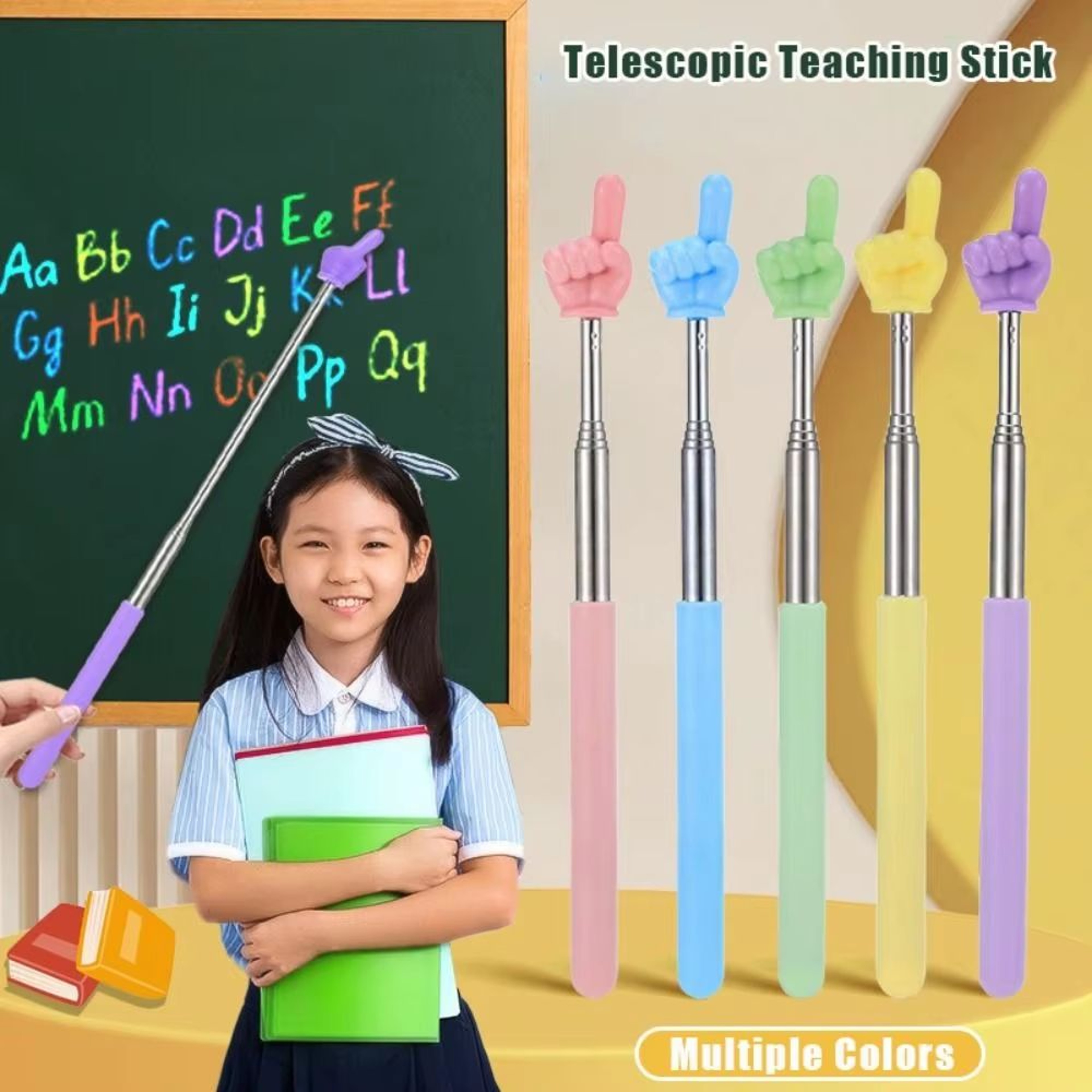 Stainless Steel Telescopic Teaching Pointer Rod With Finger Grip For Teachers 0