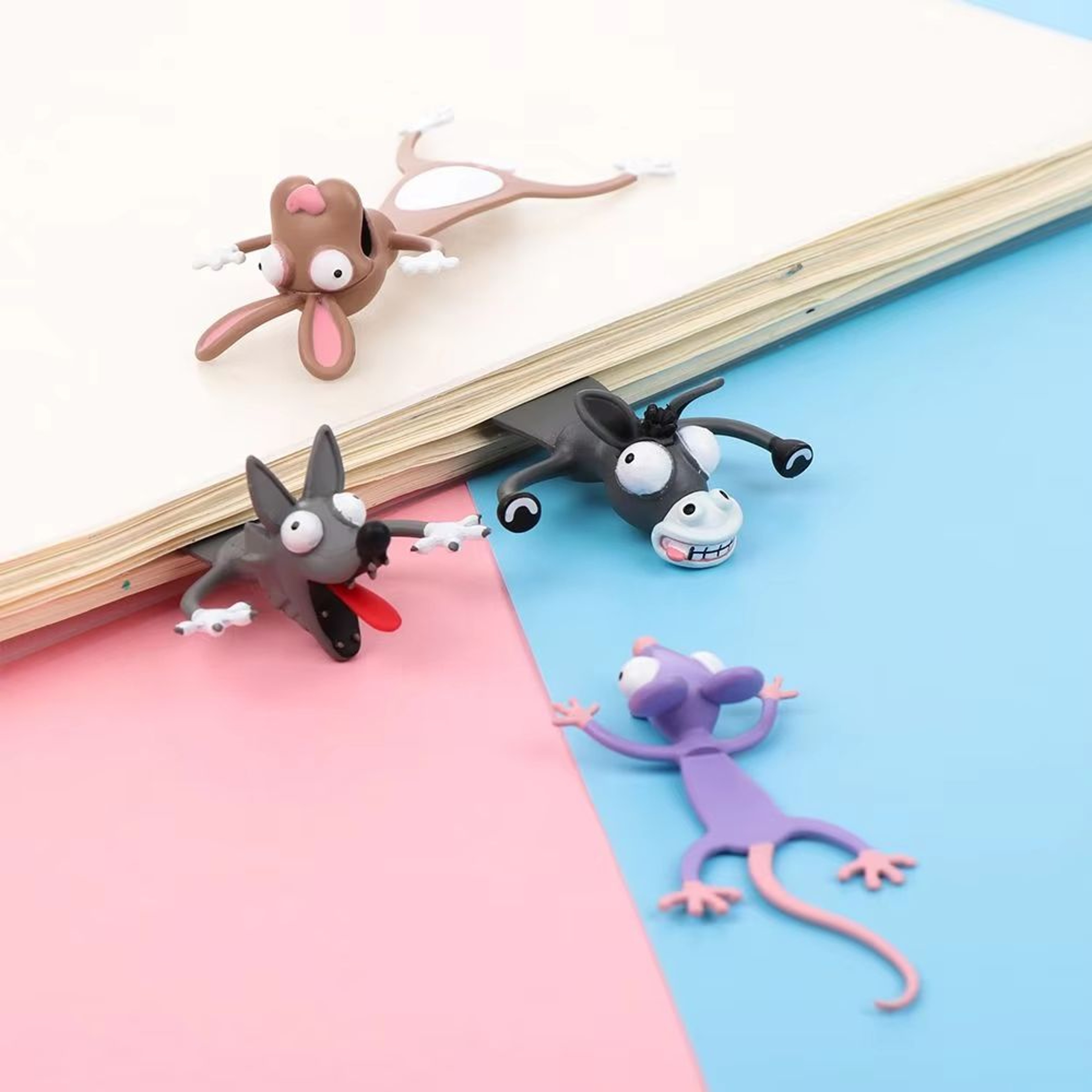 3D Stereo Cartoon Animal PVC Bookmarks Cute Cat And Friends Page Markers For School And Gifts 3