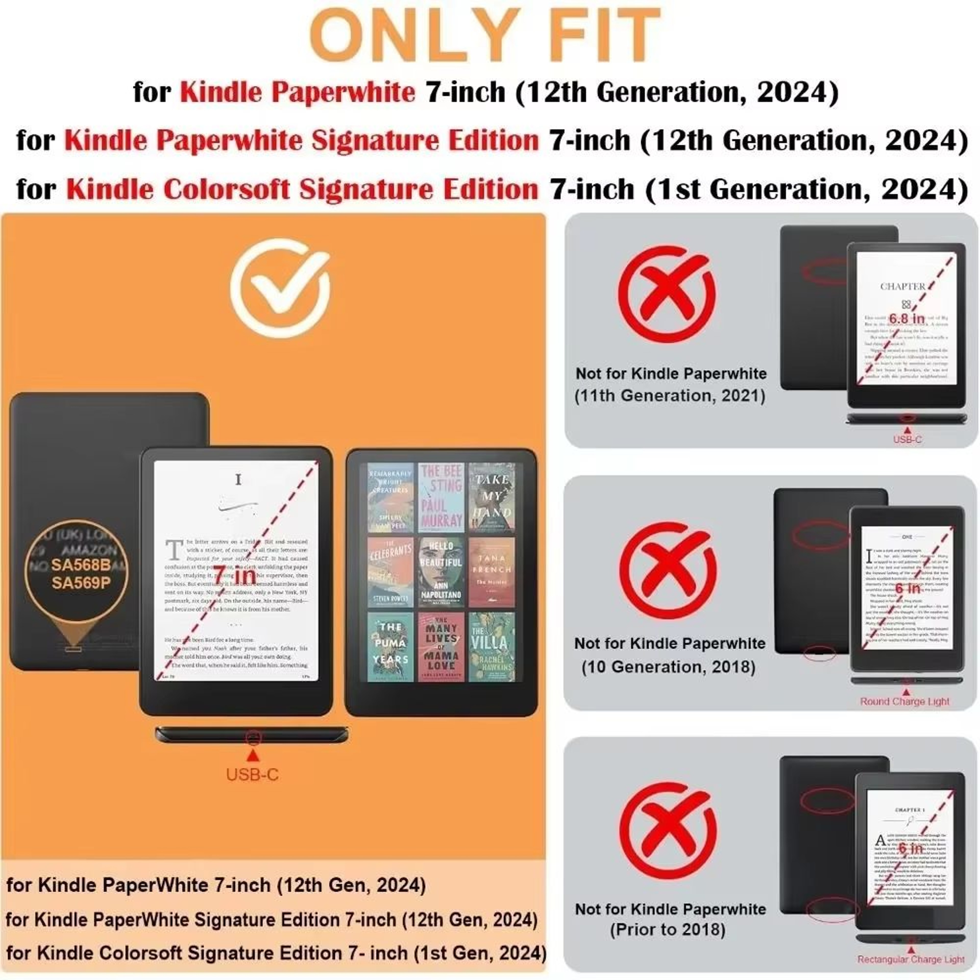 Auto SleepWake PU Leather Shockproof EReader Case For Kindle Paperwhite 7 Inch 4