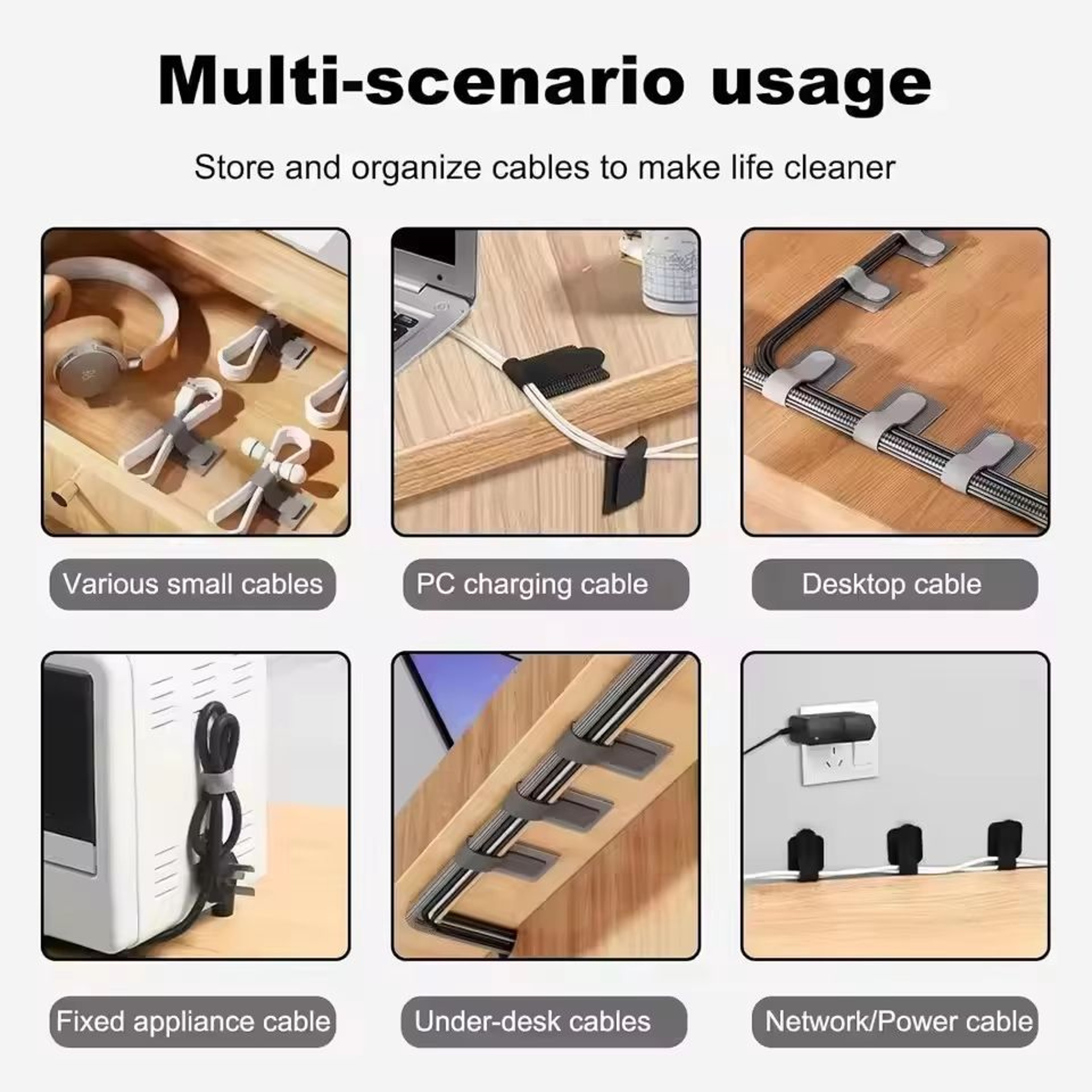 Reusable SelfAdhesive Cable Organizer Straps Adjustable Cord Fastening Wire Holder 2