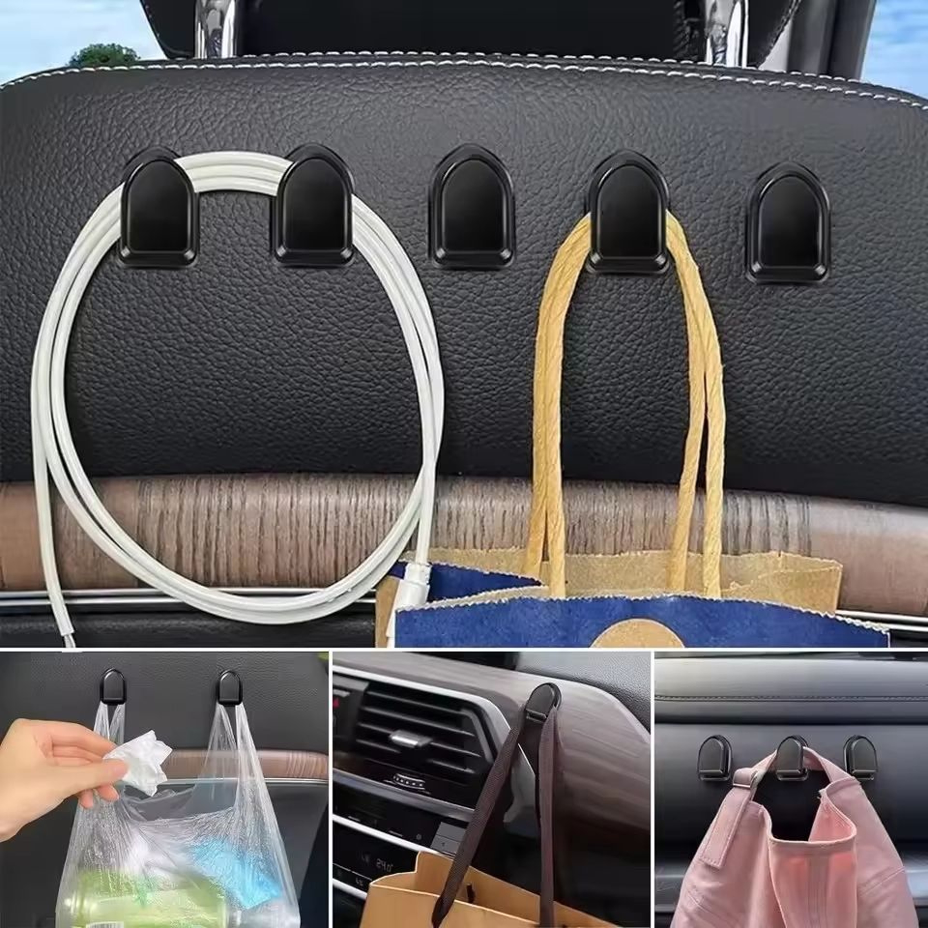 Mini SelfAdhesive Car Hooks For Cables Keys And Accessories 3