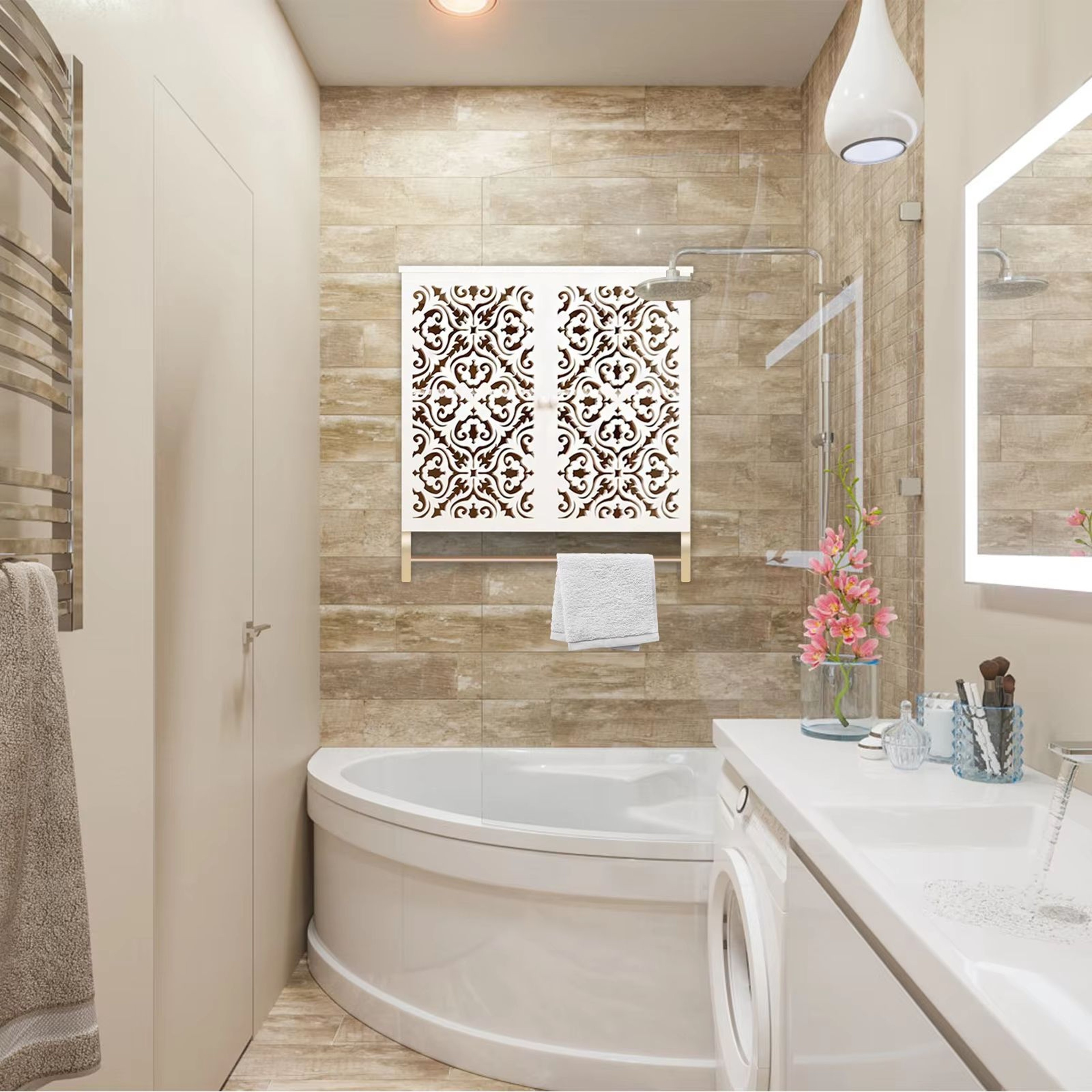 Bathroom Wall Cabinet With Towel Bar Over Toilet Space Saver Wall Mounted Storage Cabinet With Shel 2