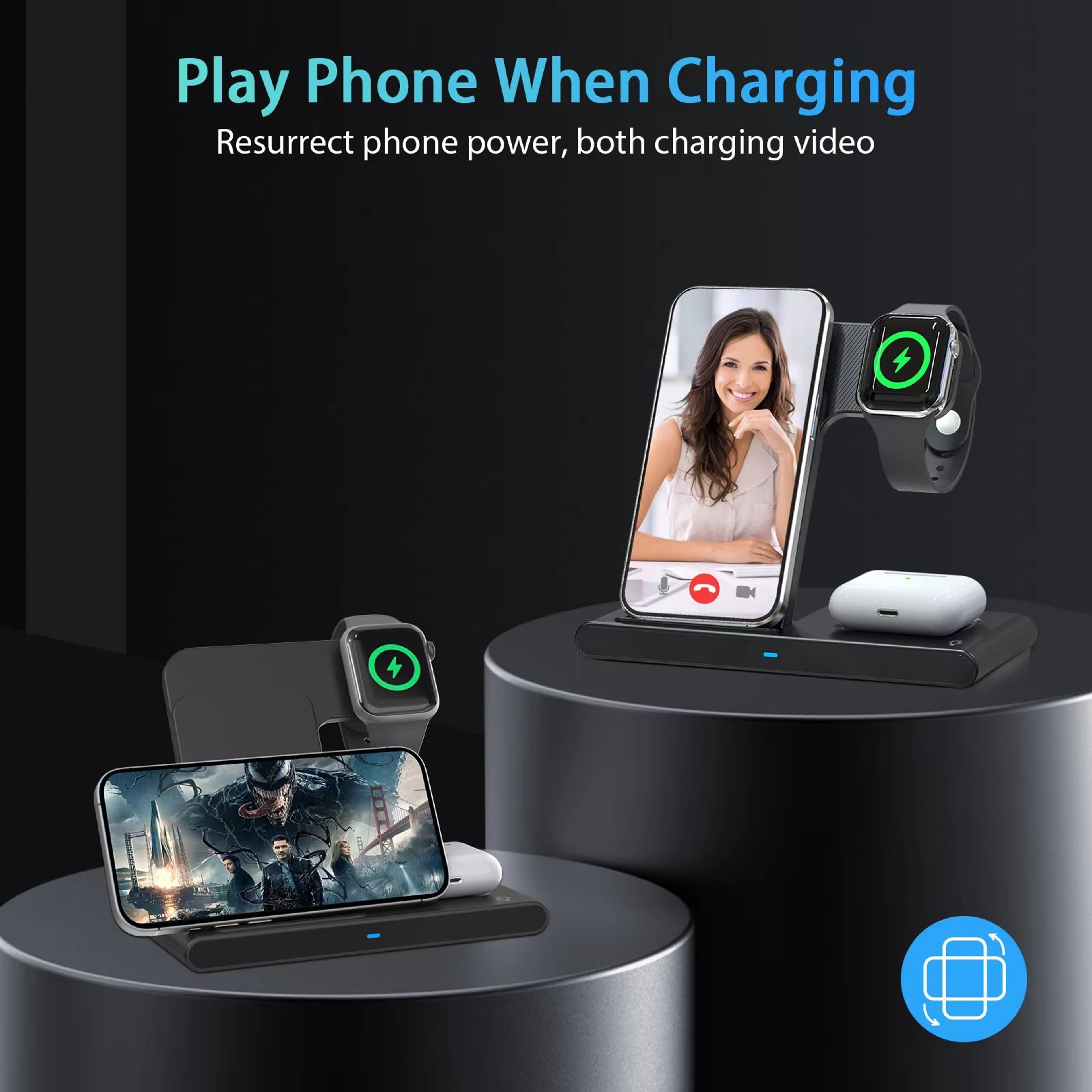 3 In 1 Magnetic Wireless Charging Station Foldable 18W Fast Charging Pad For IPhone 1216 Apple Watc 3