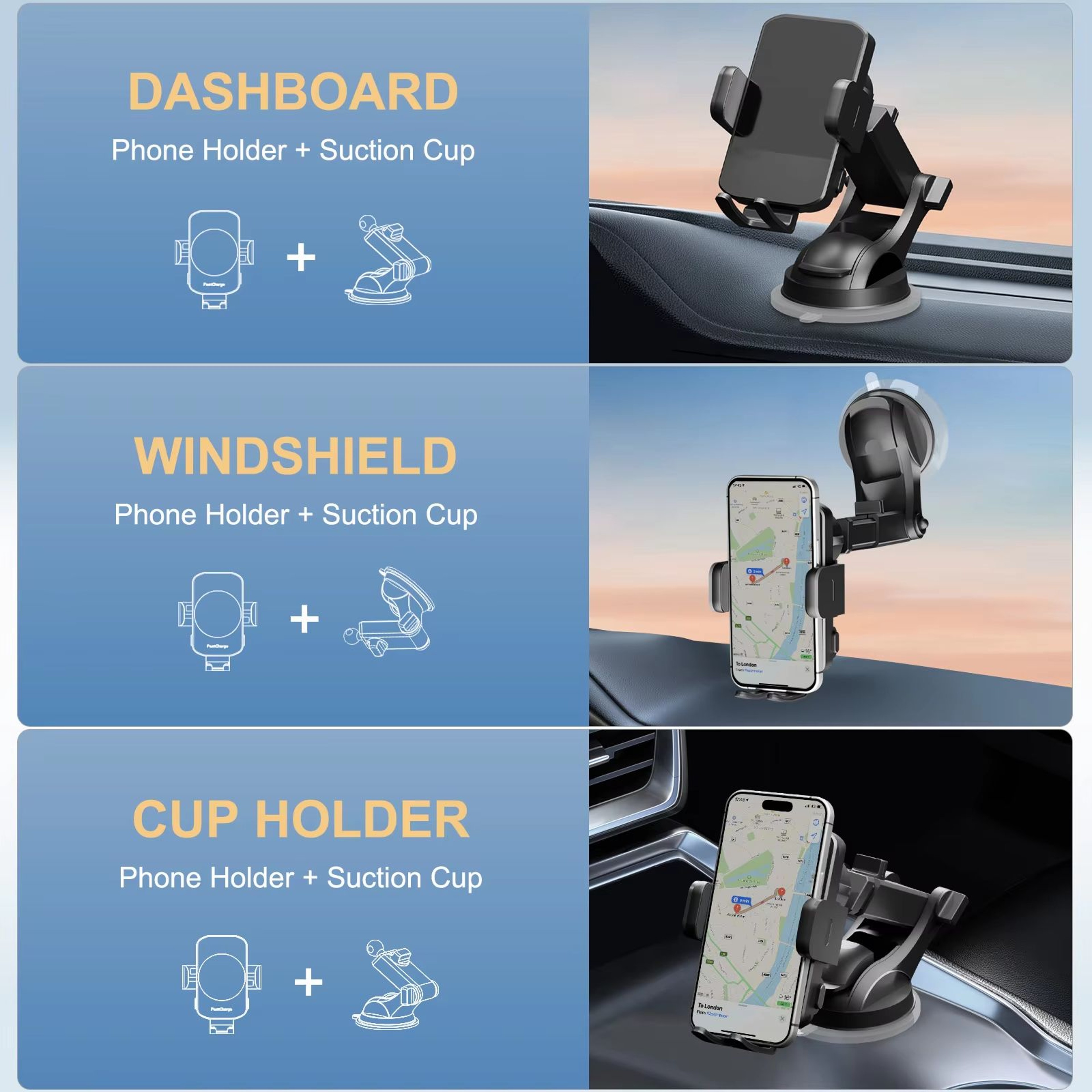 15W Wireless Car Charger Phone Holder Auto Clamping Fast Charge Car Mount For IPhone And Samsung 3
