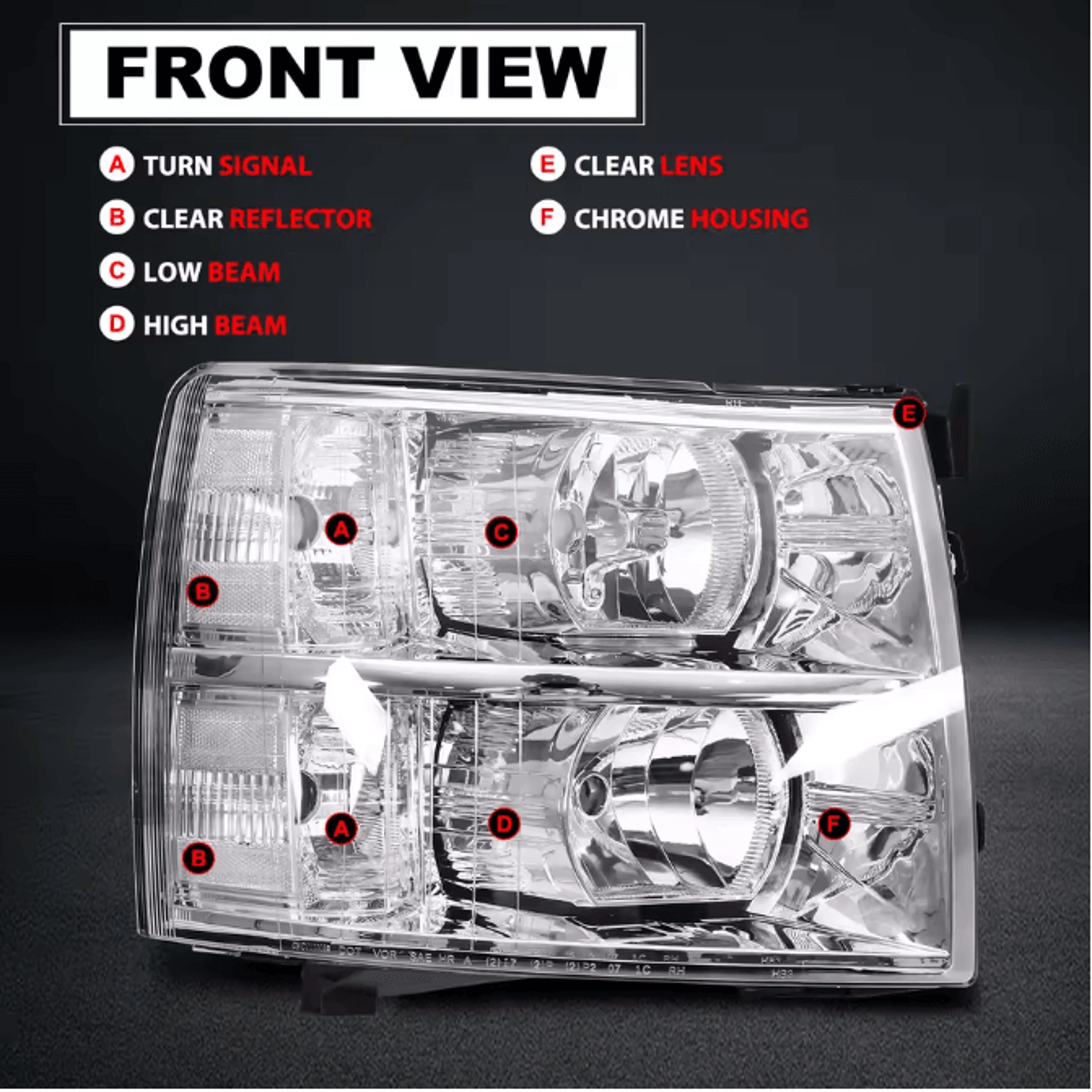 OEM Style Chrome Housing Headlights Clear Lens Replacement Pair For 20072013 Chevy Silverado Bulbs  4