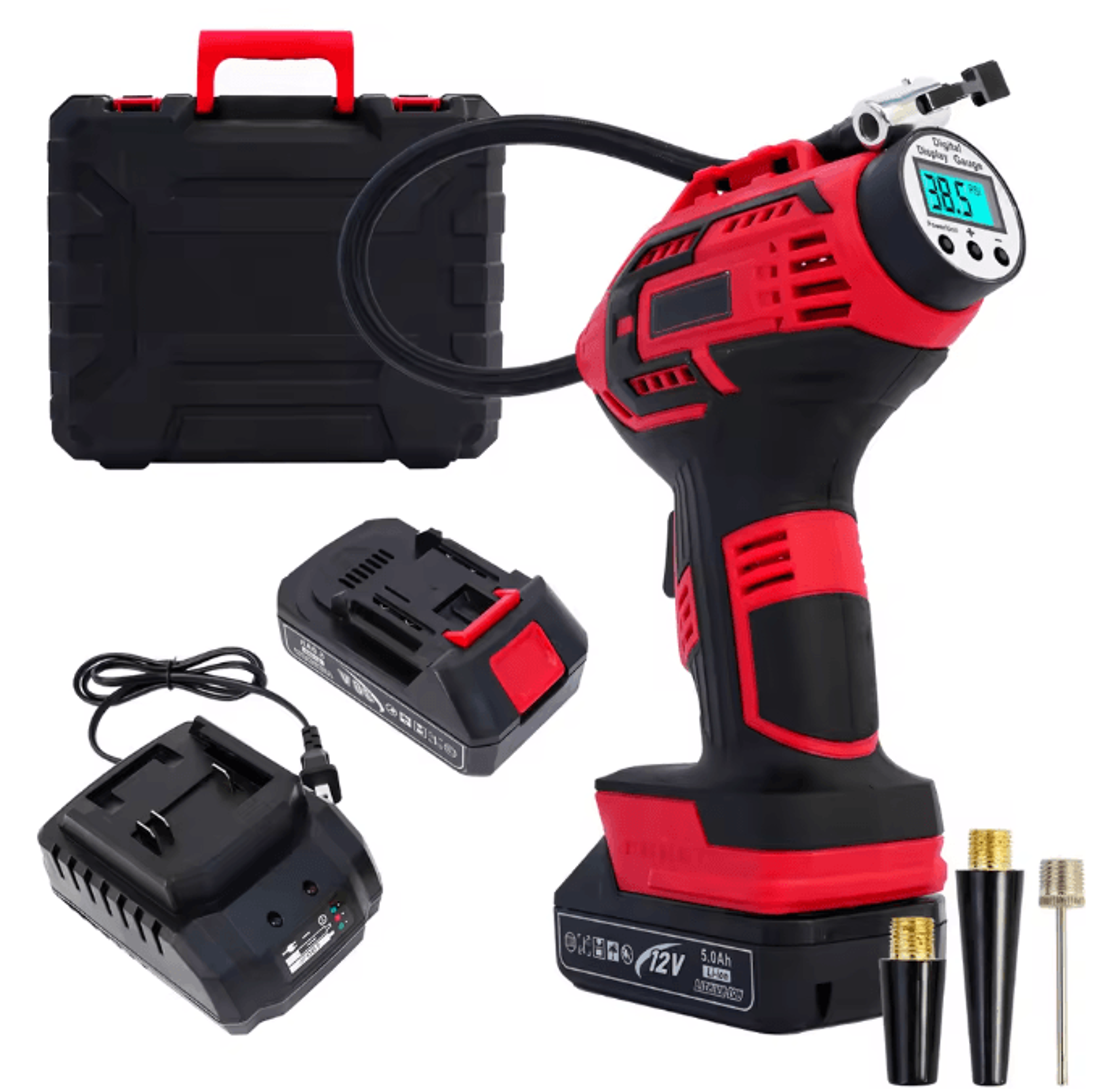 20V Portable Air Compressor Digital Tire Inflator With 12V Car Adapter For Car Motorcycle Bicycle A 0