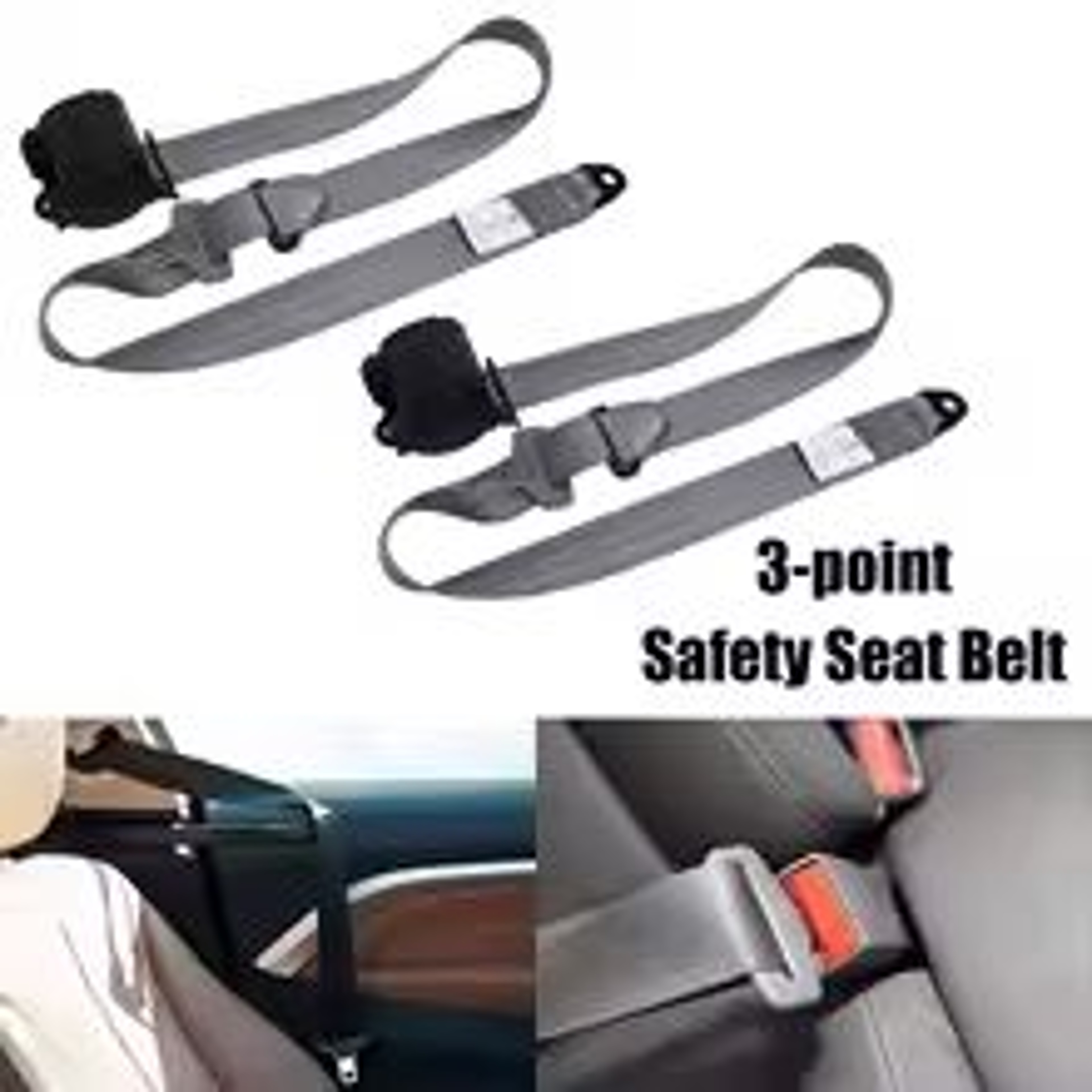 3Point Retractable Automatic Car Safety Belt Kit With Adjustable Shoulder Strap For Sedan Truck Bus 1