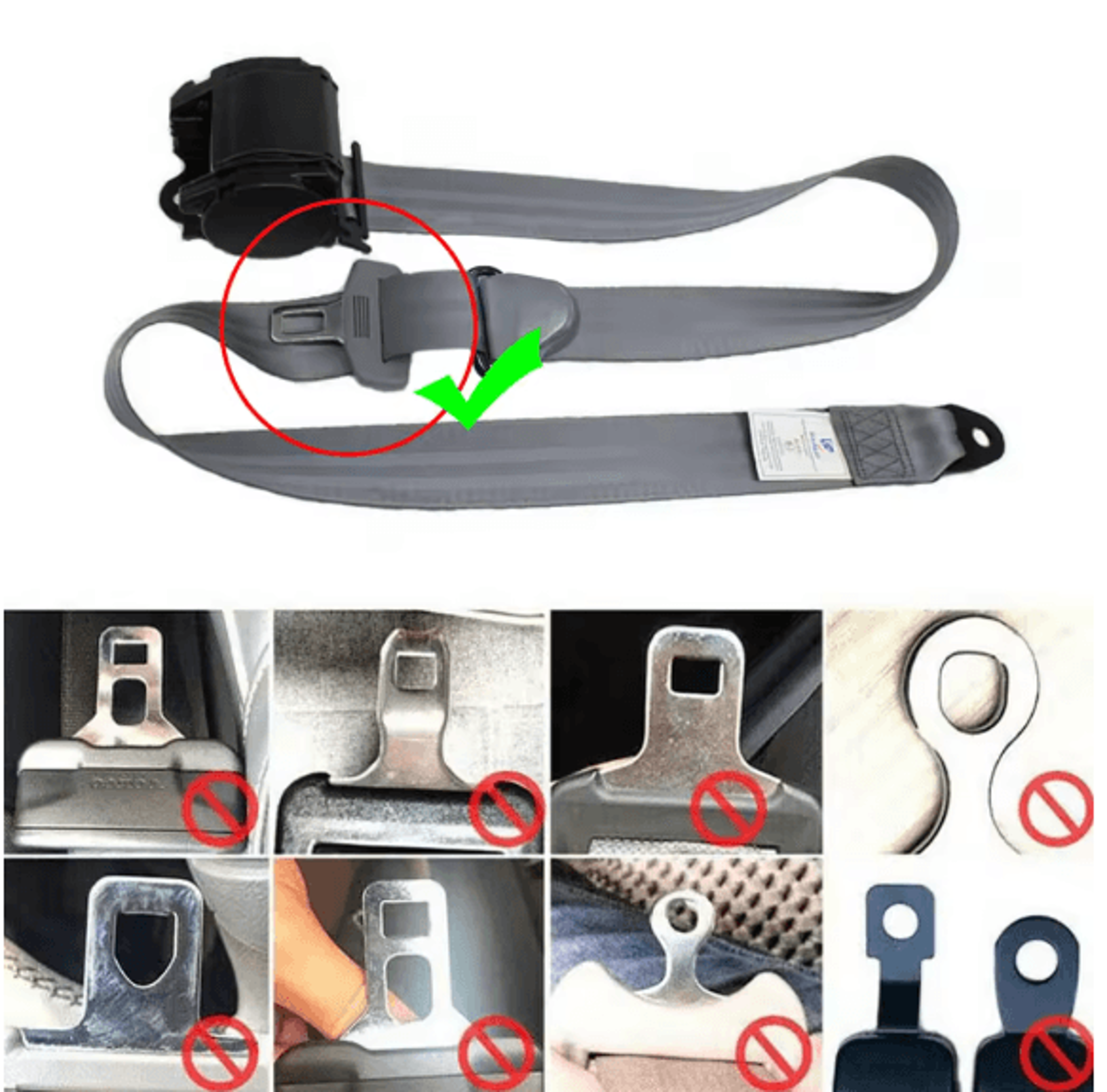3Point Retractable Automatic Car Safety Belt Kit With Adjustable Shoulder Strap For Sedan Truck Bus 3