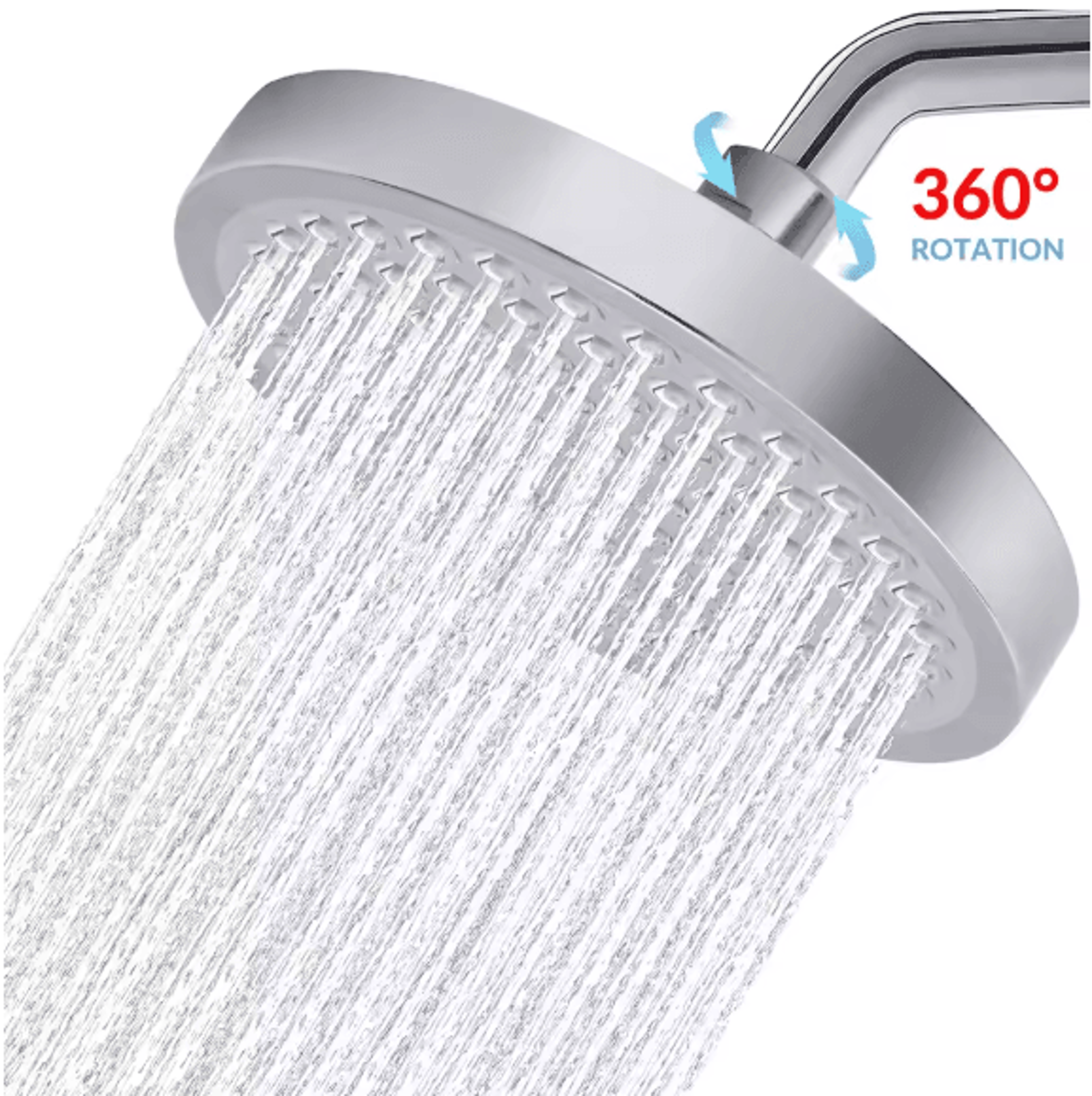 6Inch High Pressure Stainless Steel Wall Mounted Rainfall Shower Head Adjustable Replacement 1