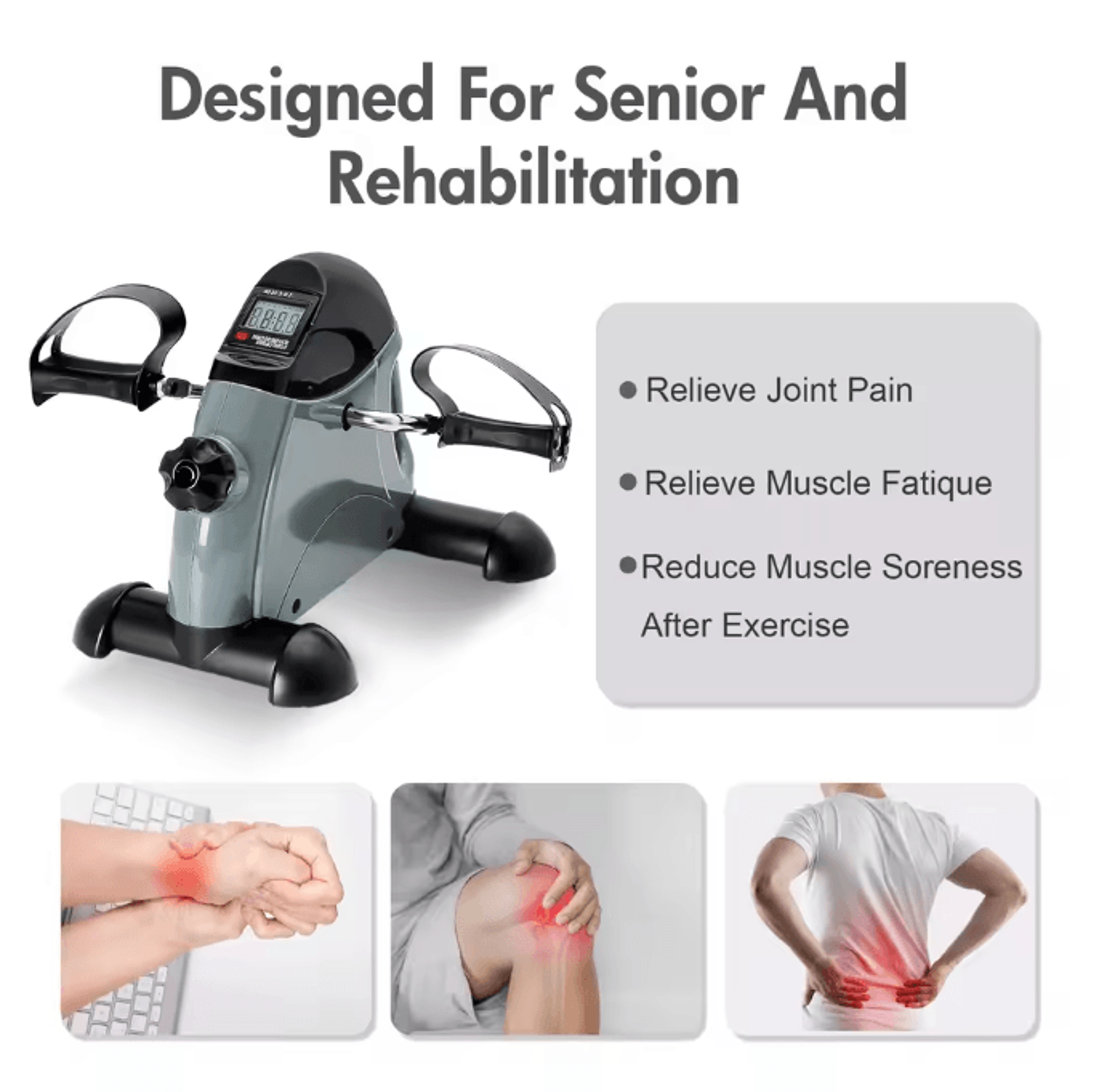 Motorized Mini Under Desk Pedal Exerciser Bike With LCD Display For Leg Arm And Knee Workout 2