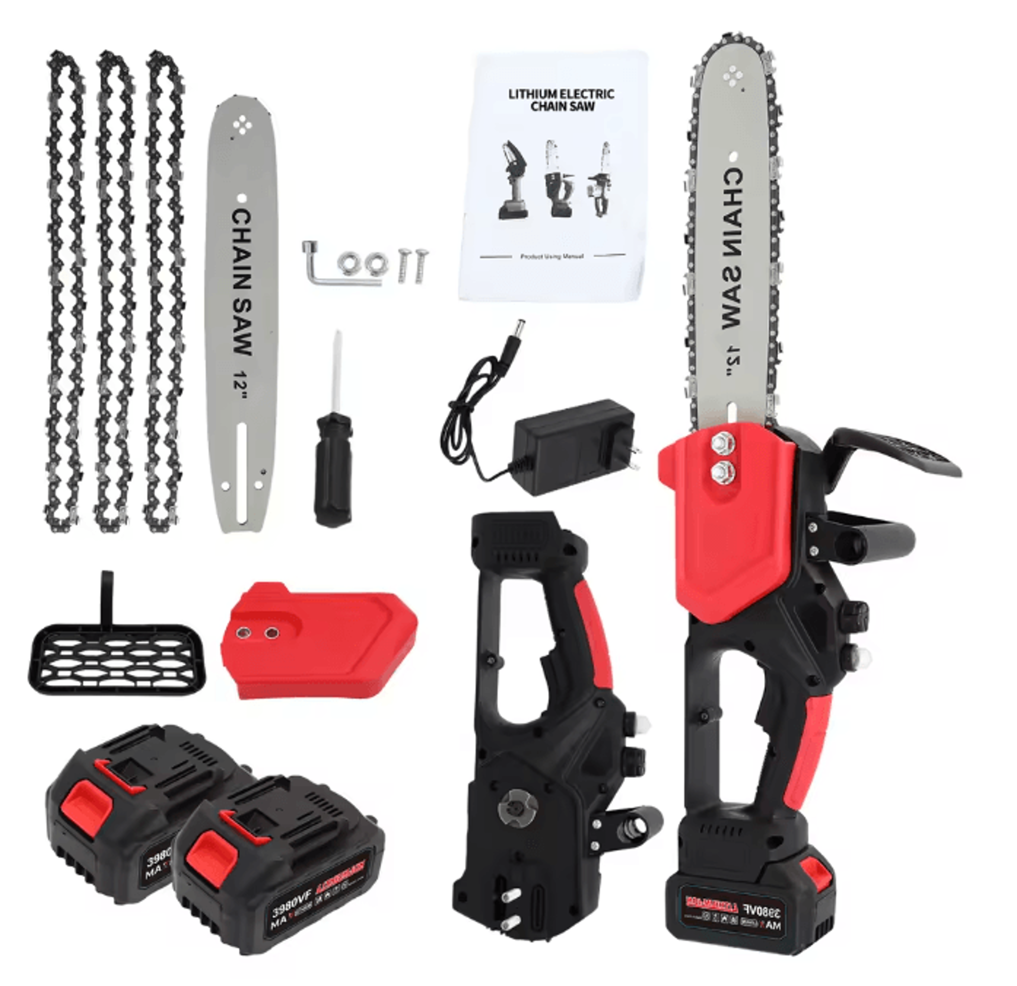 12Inch Cordless Handheld Electric Chainsaw With 21V Brushless Motor Dual 15Ah Batteries And Fast Ch 0