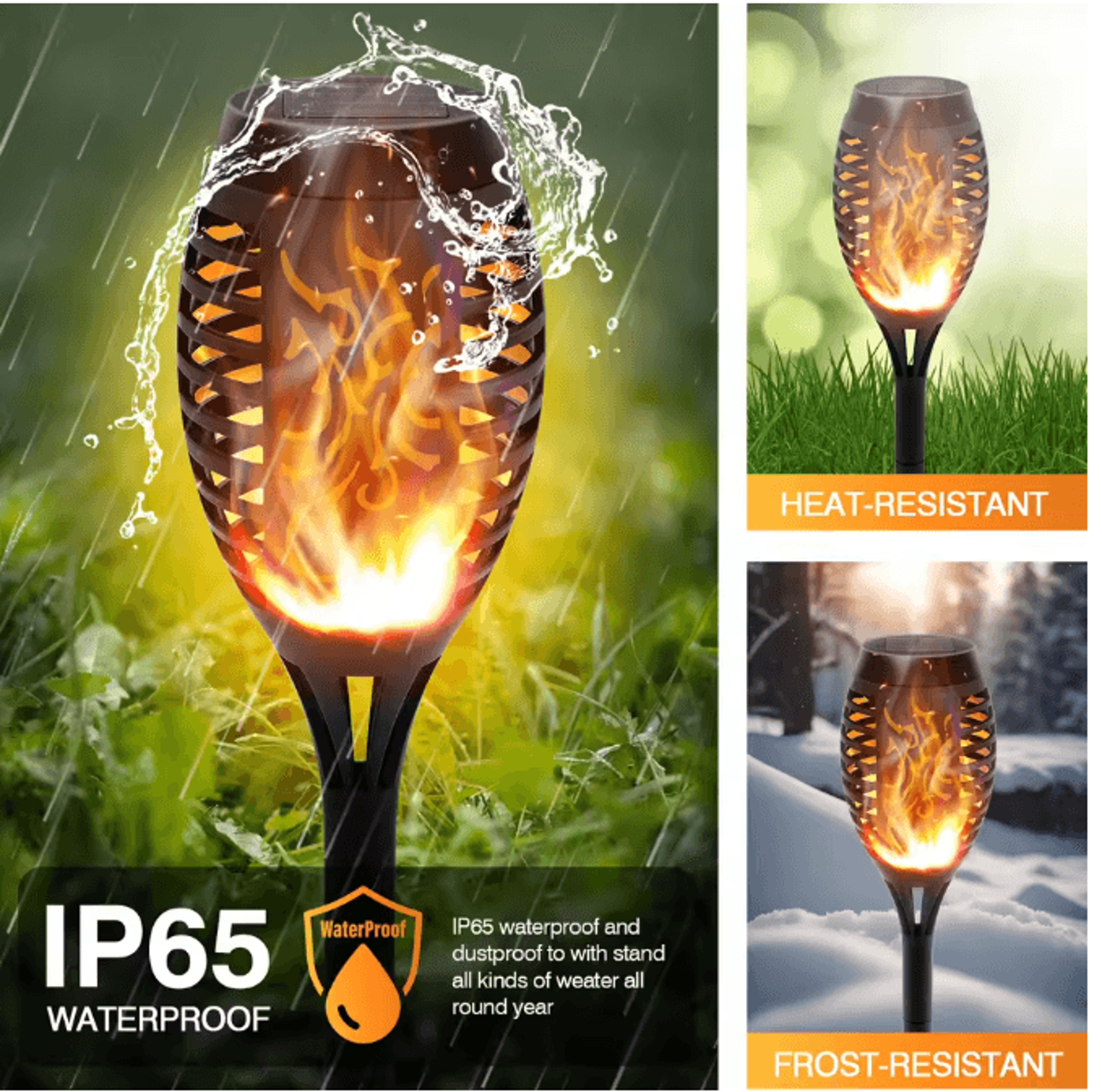 6Pack Solar Outdoor Flickering Flame LED Lights Waterproof Solar Torch Lights For Garden Yard Patio 0