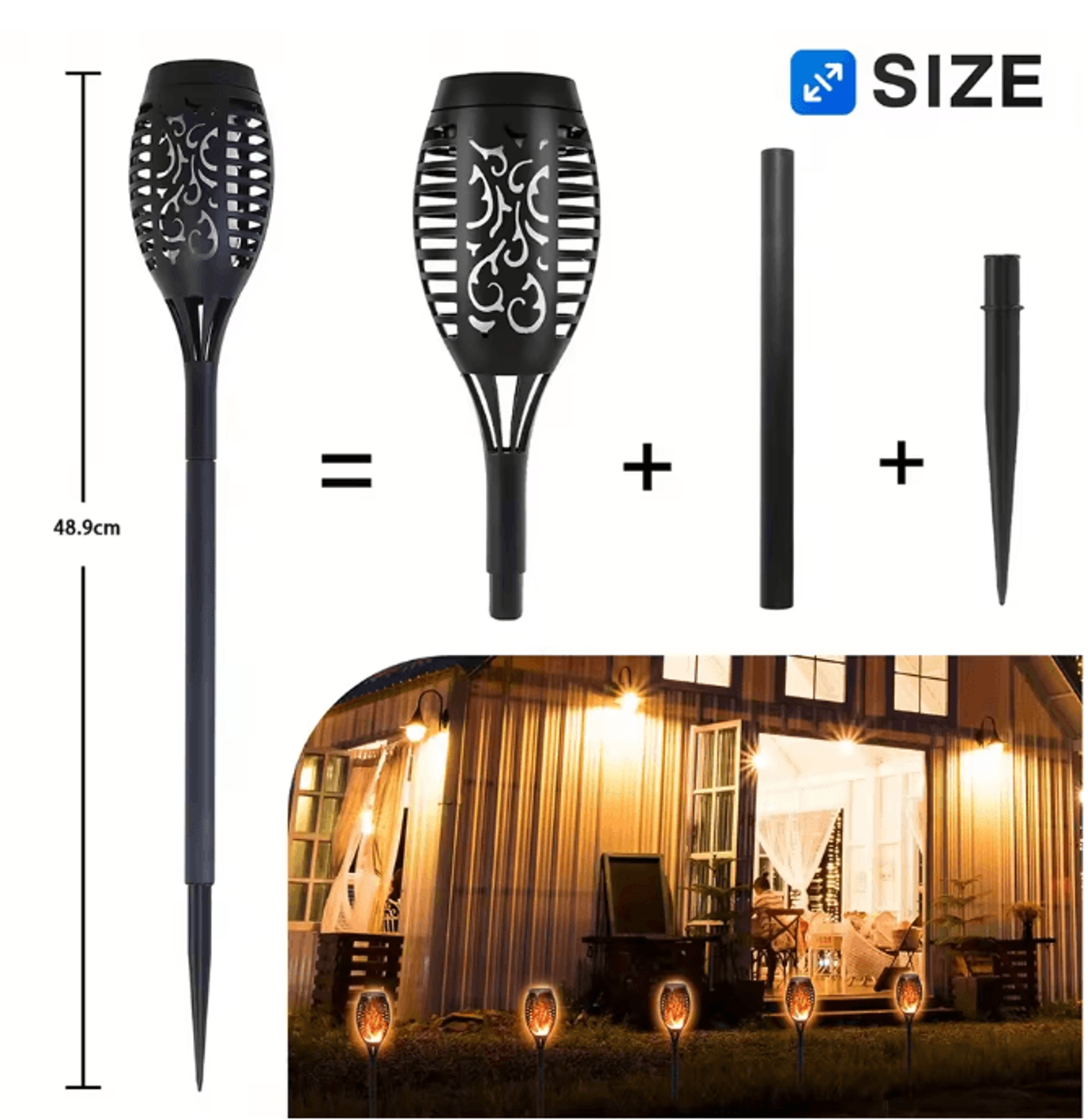 6Pack Solar Outdoor Flickering Flame LED Lights Waterproof Solar Torch Lights For Garden Yard Patio 1