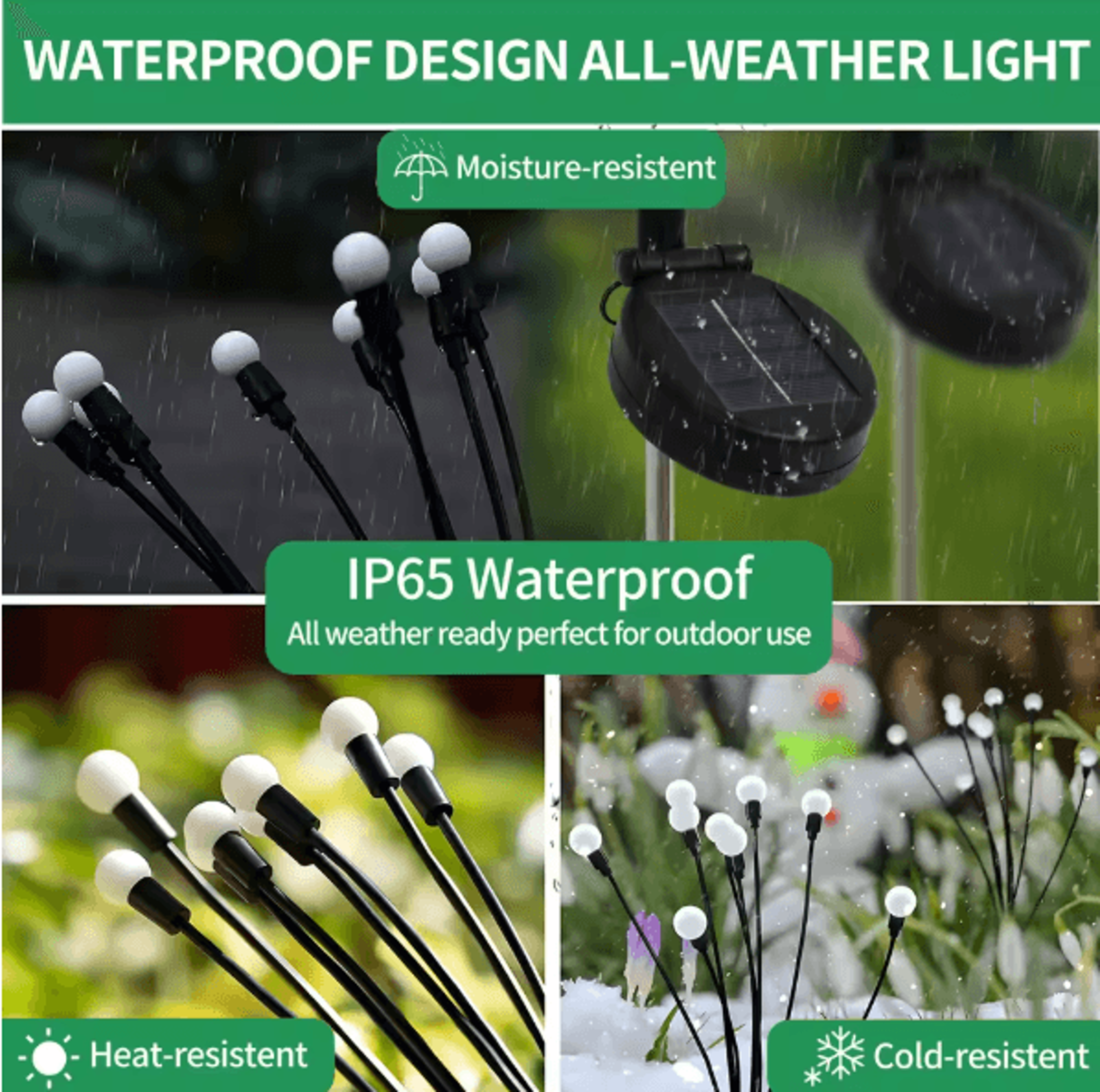 8 Head Solar Firefly Lights Waterproof Swaying Outdoor Garden Pathway Lights With Flexible Stems 4