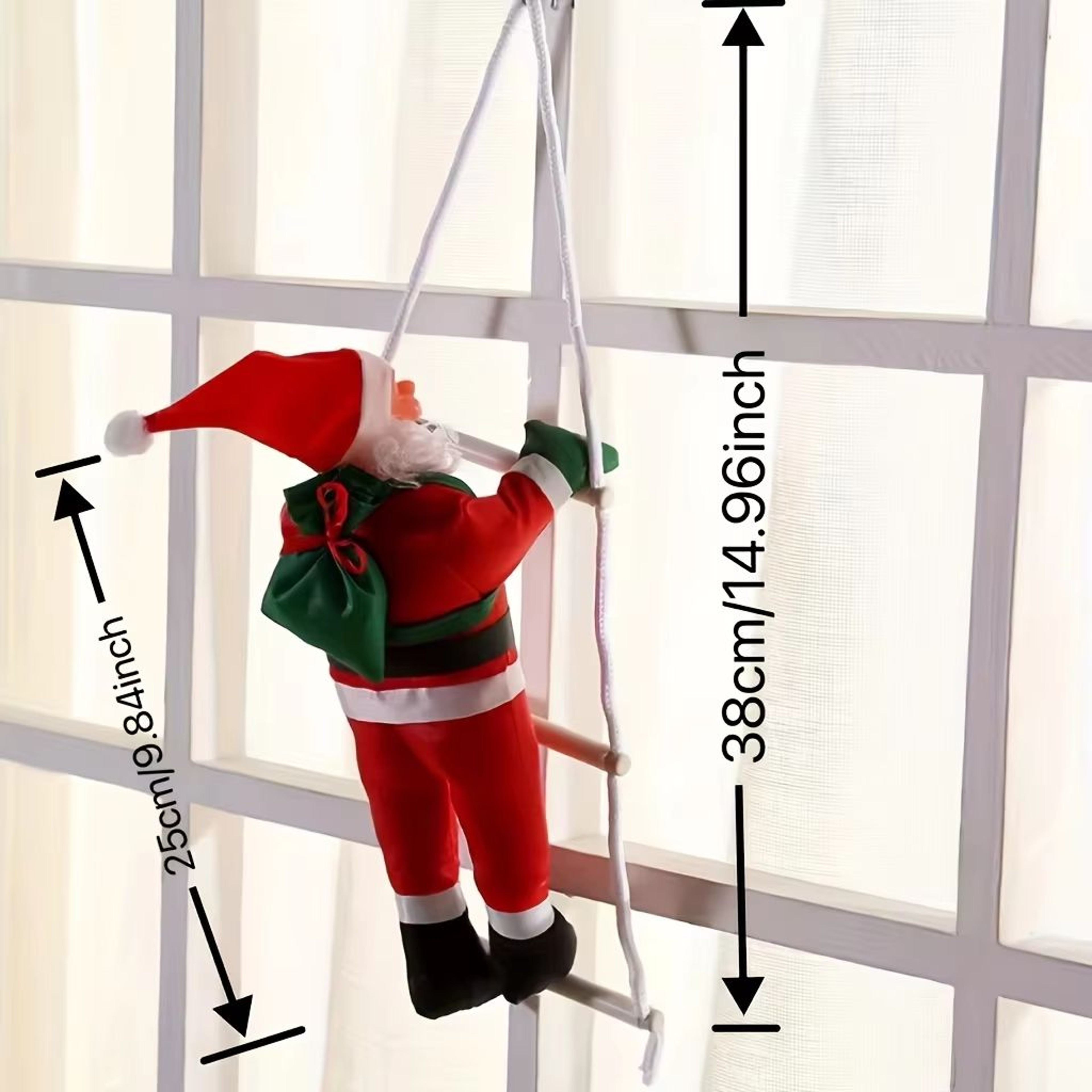 Polyethylene Santa Claus Wall Hanging Decoration On Ladder  Festive Holiday Party Prop No Battery R 6