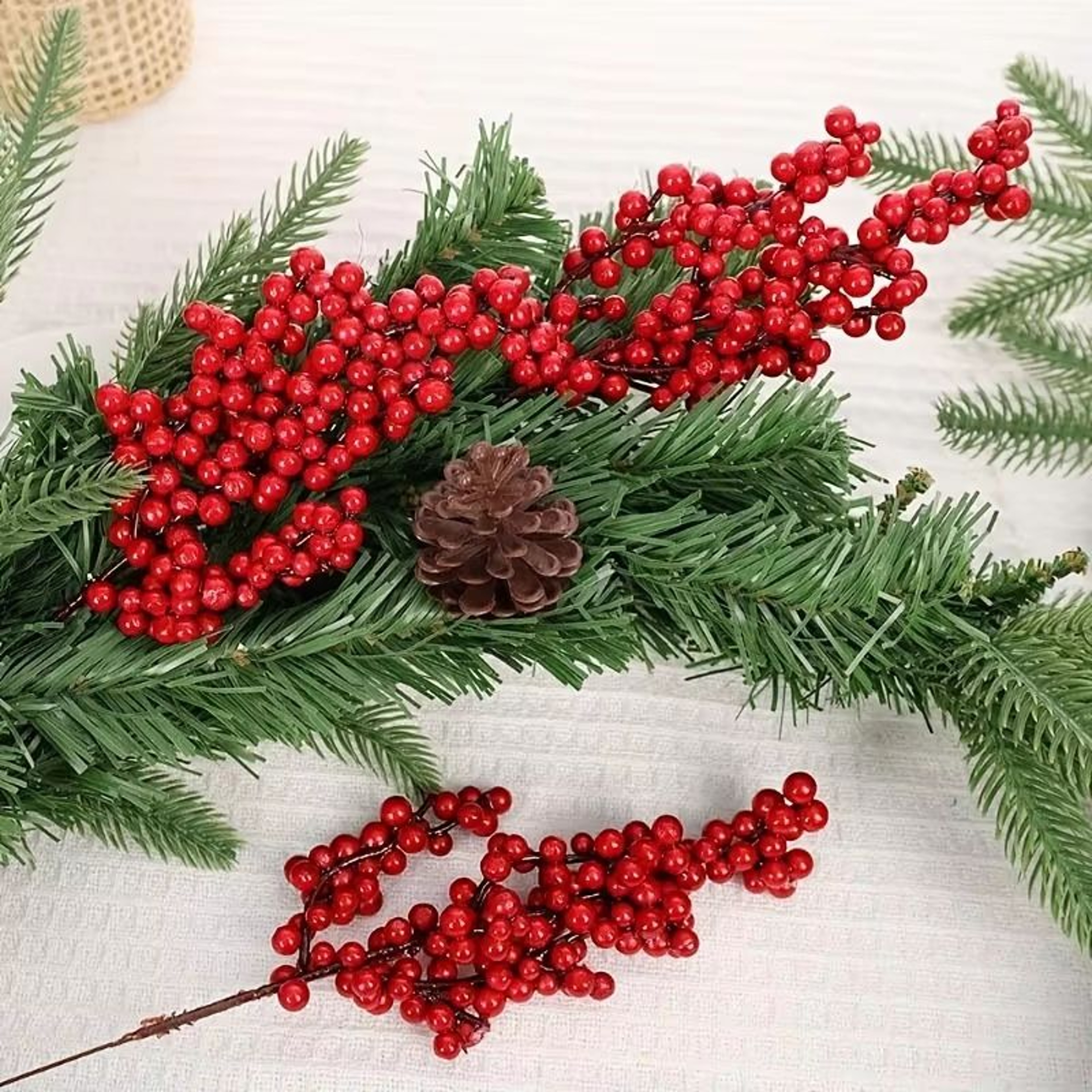 Bright Red Artificial Christmas Berries Picks 12pcs Or 1pc Option DIY Tree Wreath And Garland Decor 2