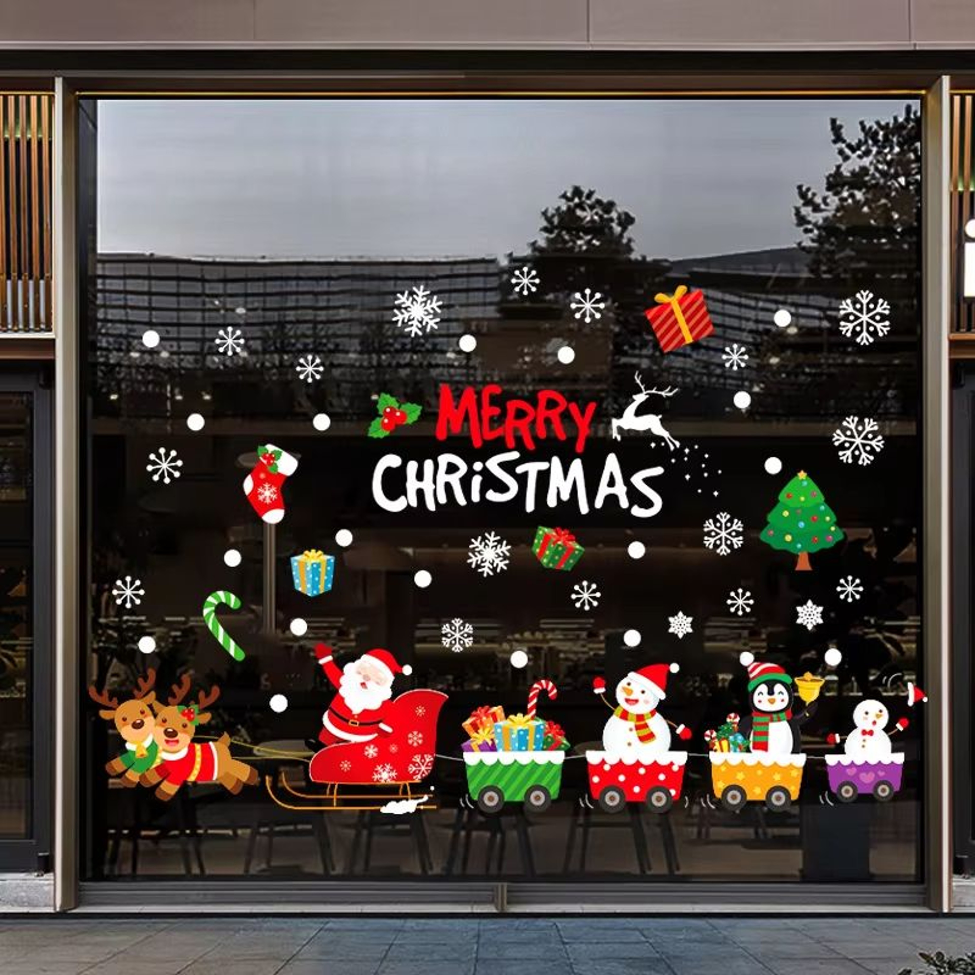 137pcs Christmas Window Clings Snowflake And Window Flower PVC Static Stickers For Glass Reusable W 9