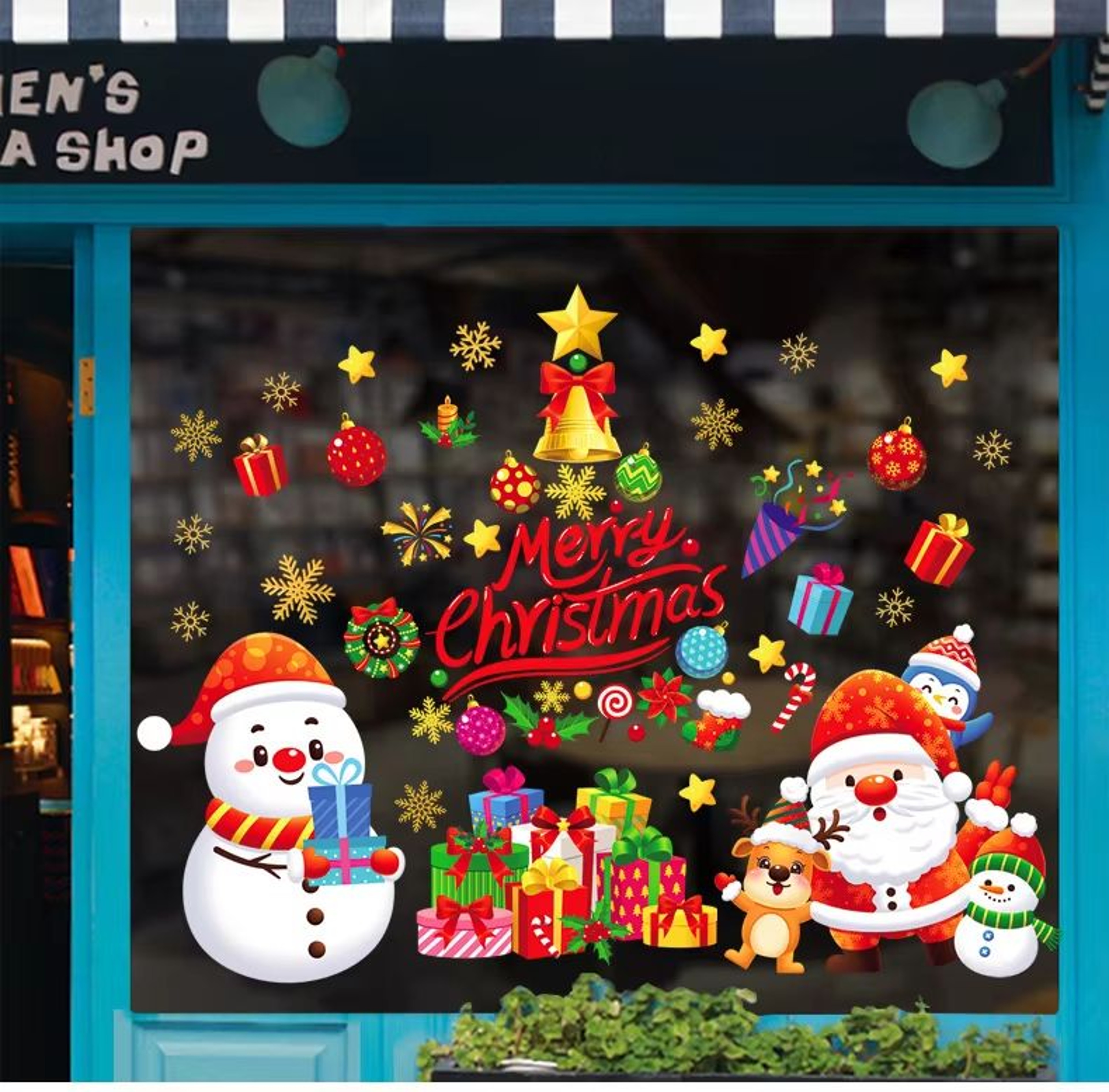 137pcs Christmas Window Clings Snowflake And Window Flower PVC Static Stickers For Glass Reusable W 14