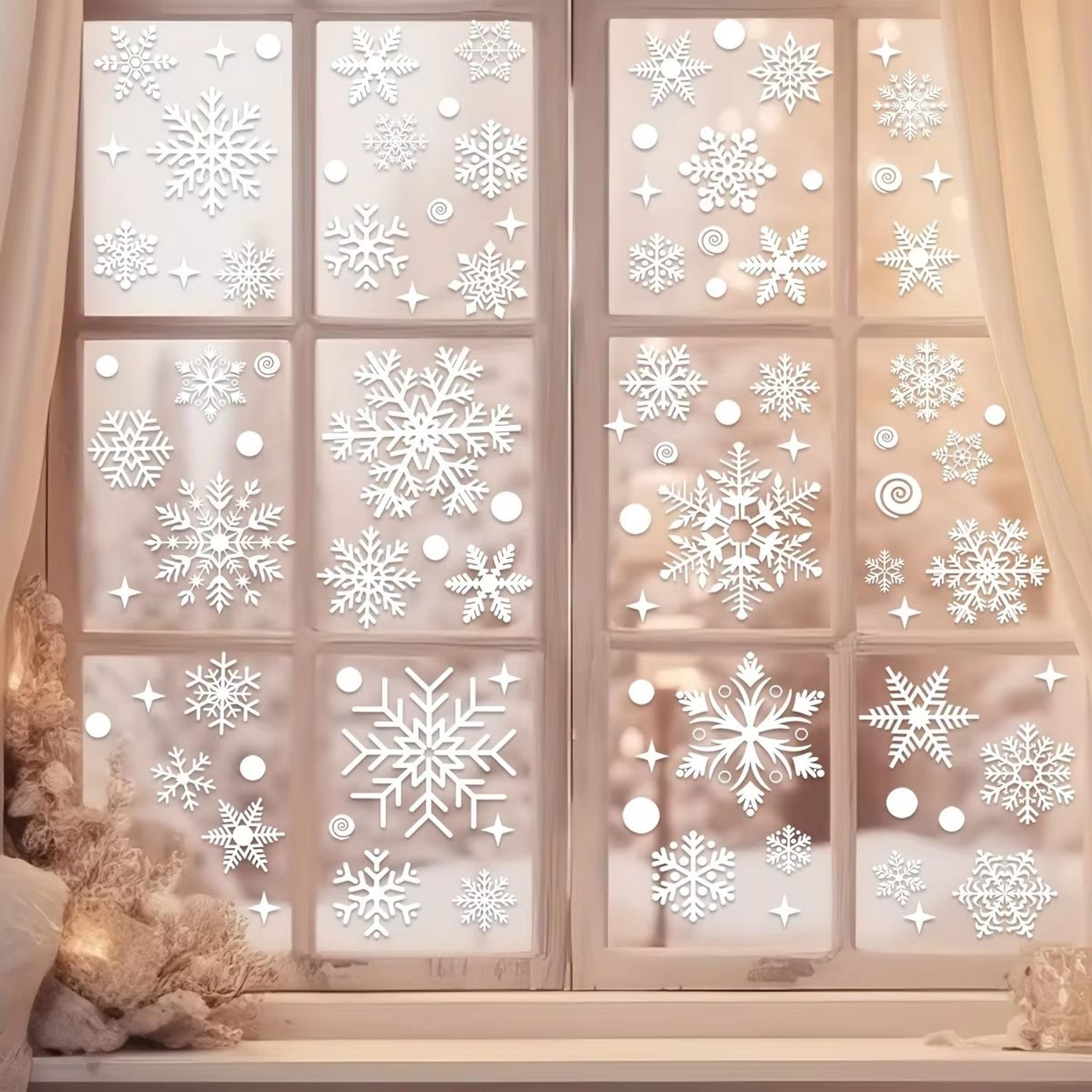 137pcs Christmas Window Clings Snowflake And Window Flower PVC Static Stickers For Glass Reusable W 2