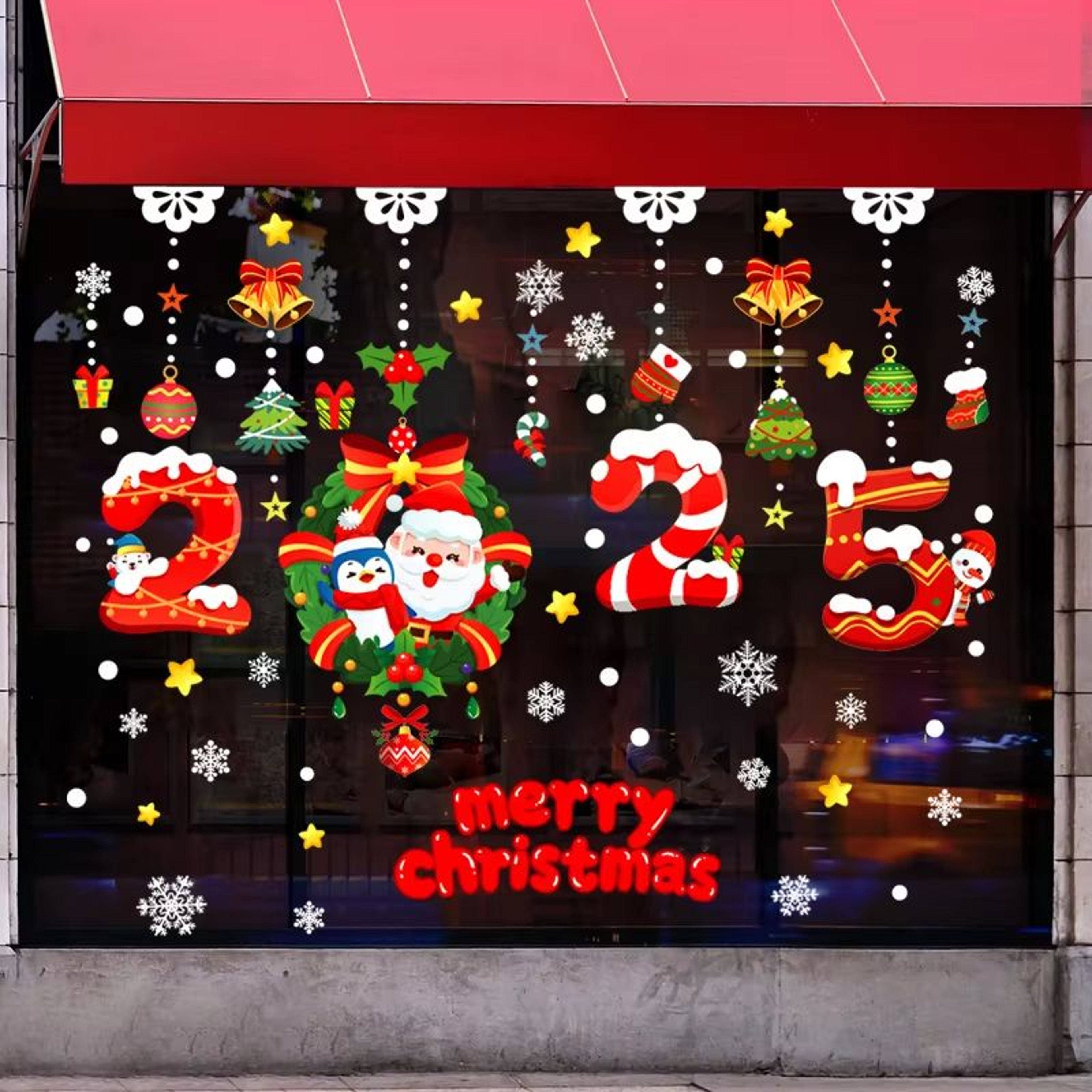 137pcs Christmas Window Clings Snowflake And Window Flower PVC Static Stickers For Glass Reusable W 6