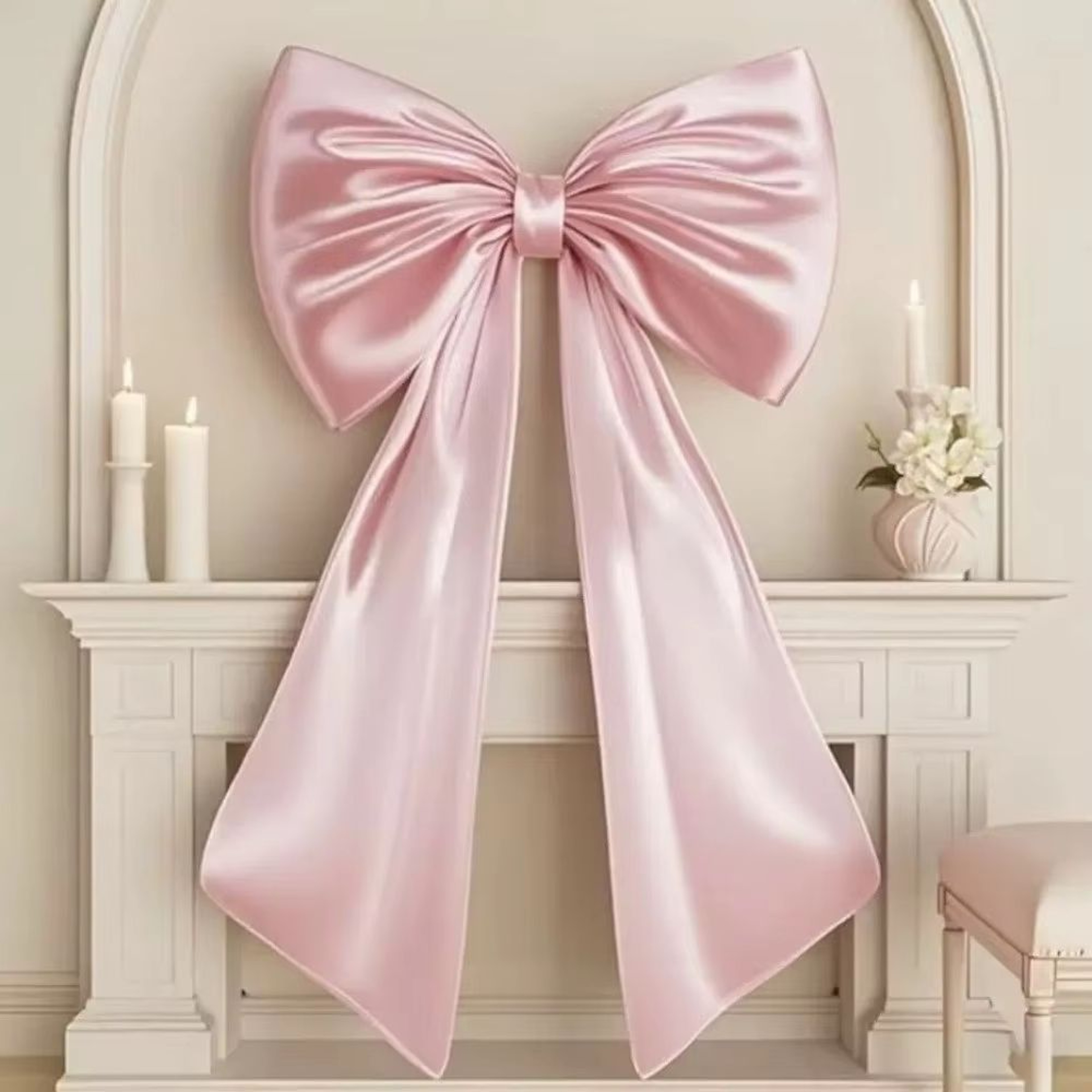 Large Satin Ribbon Bow Coquette Giant Hanging Bow Decoration For Wedding Backdrops Parties And Holi 3