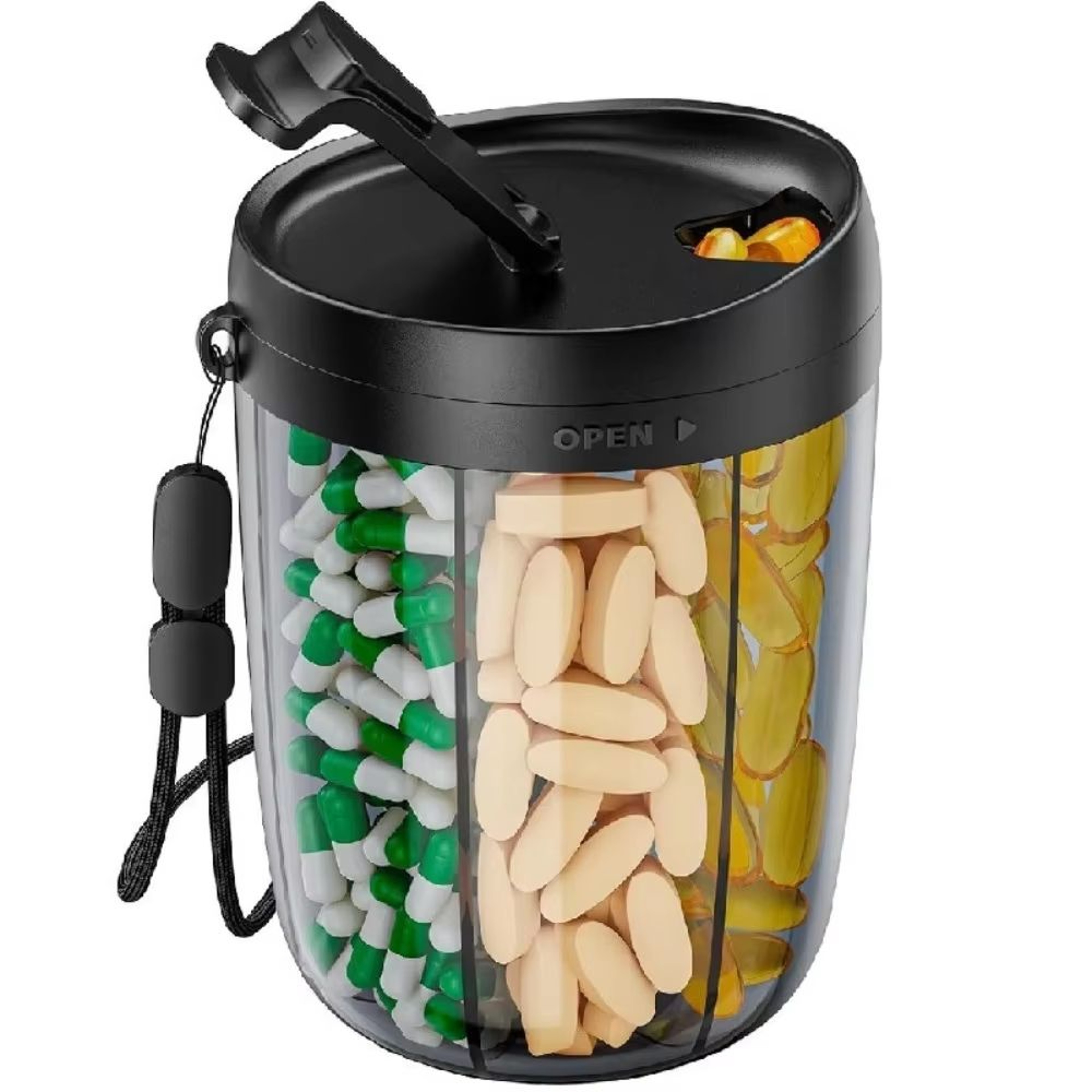 6Compartment Pill Organizer With Wide Opening BPAFree AntiMix Pill Dispenser For Vitamins And Daily 6