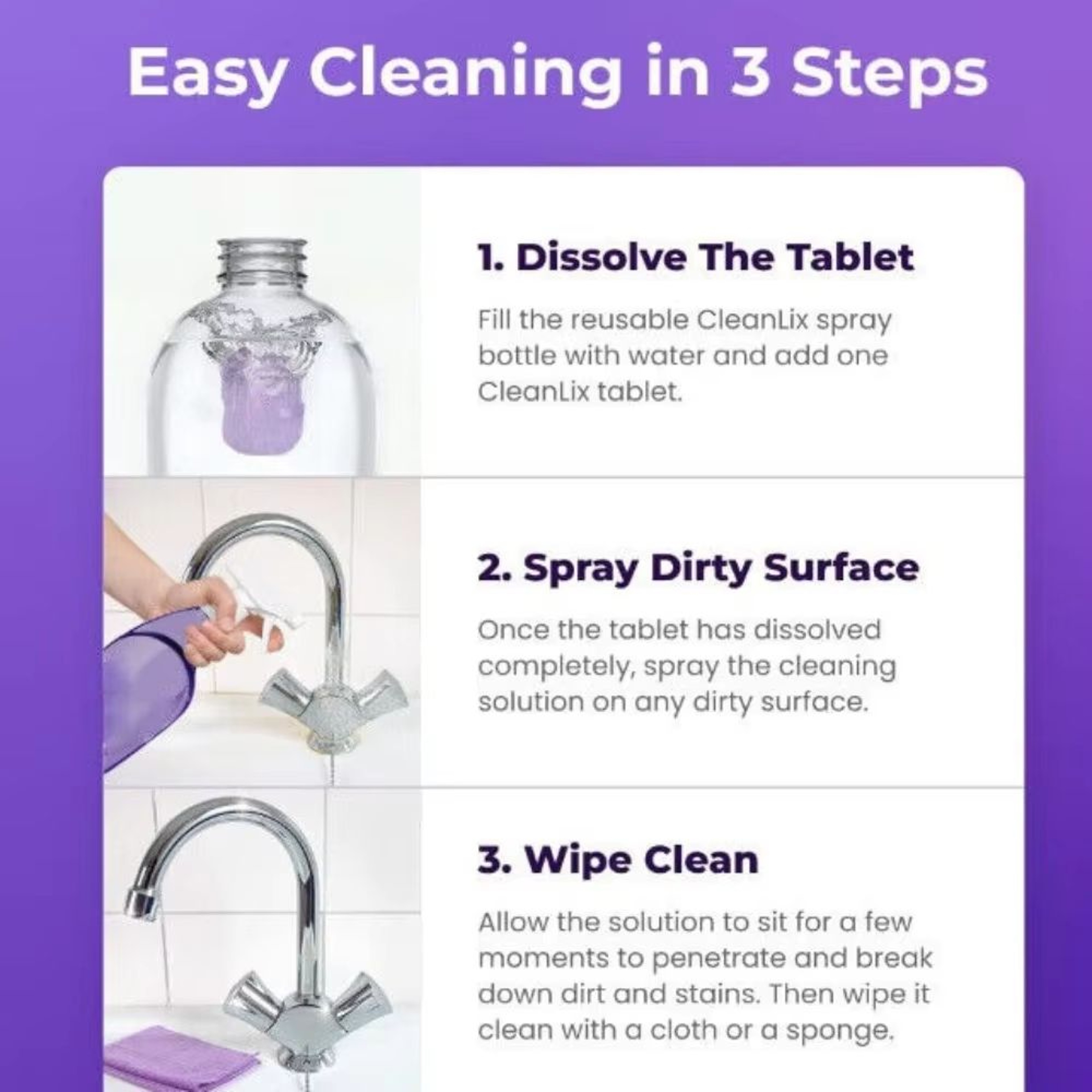 Cleanlix Multipurpose Cleaner Spray With Concentrated Cleaning Tablets For Instant Household Stain  3