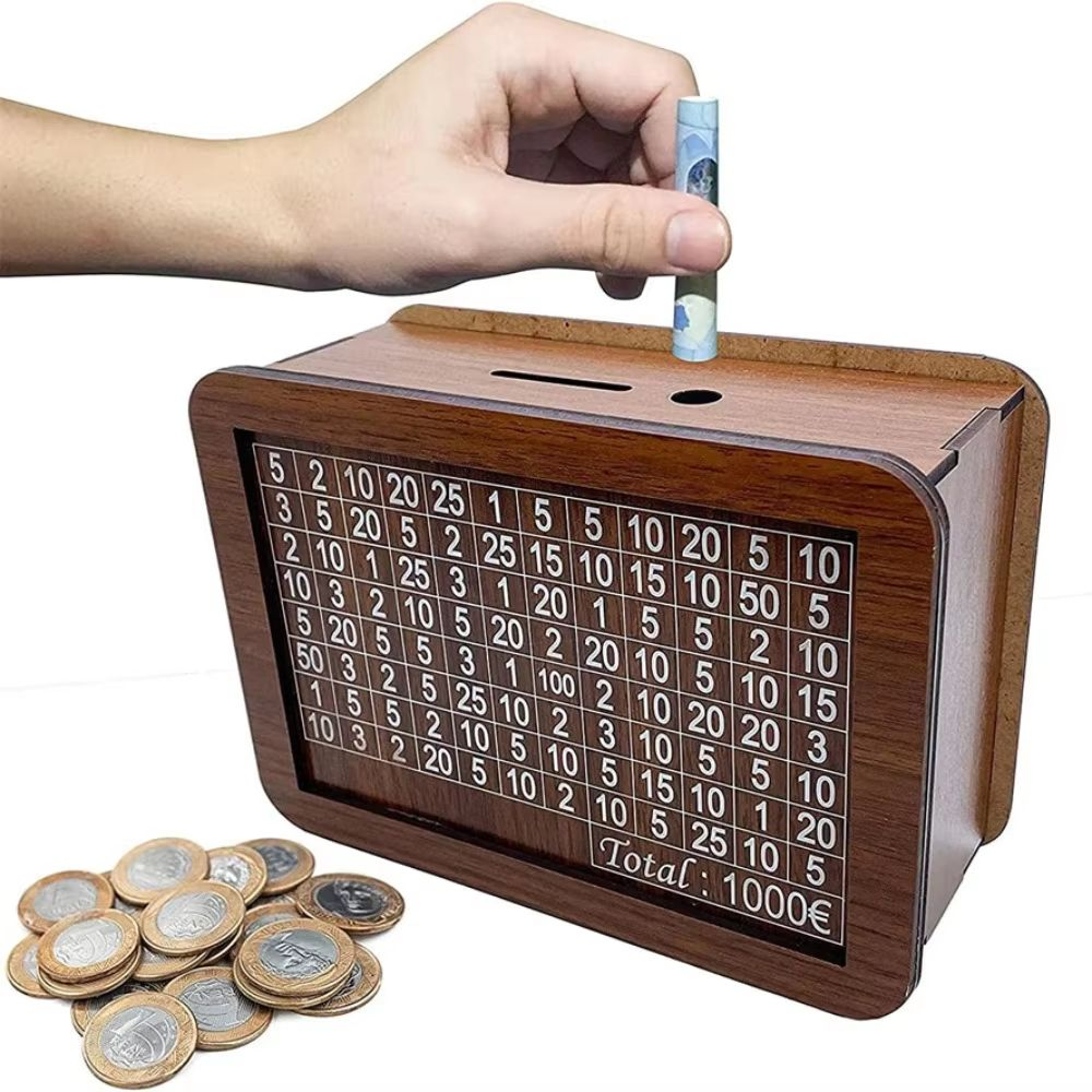 GoalSaver Wooden Money Box With Savings Tracker And Reusable Coin Storage 4