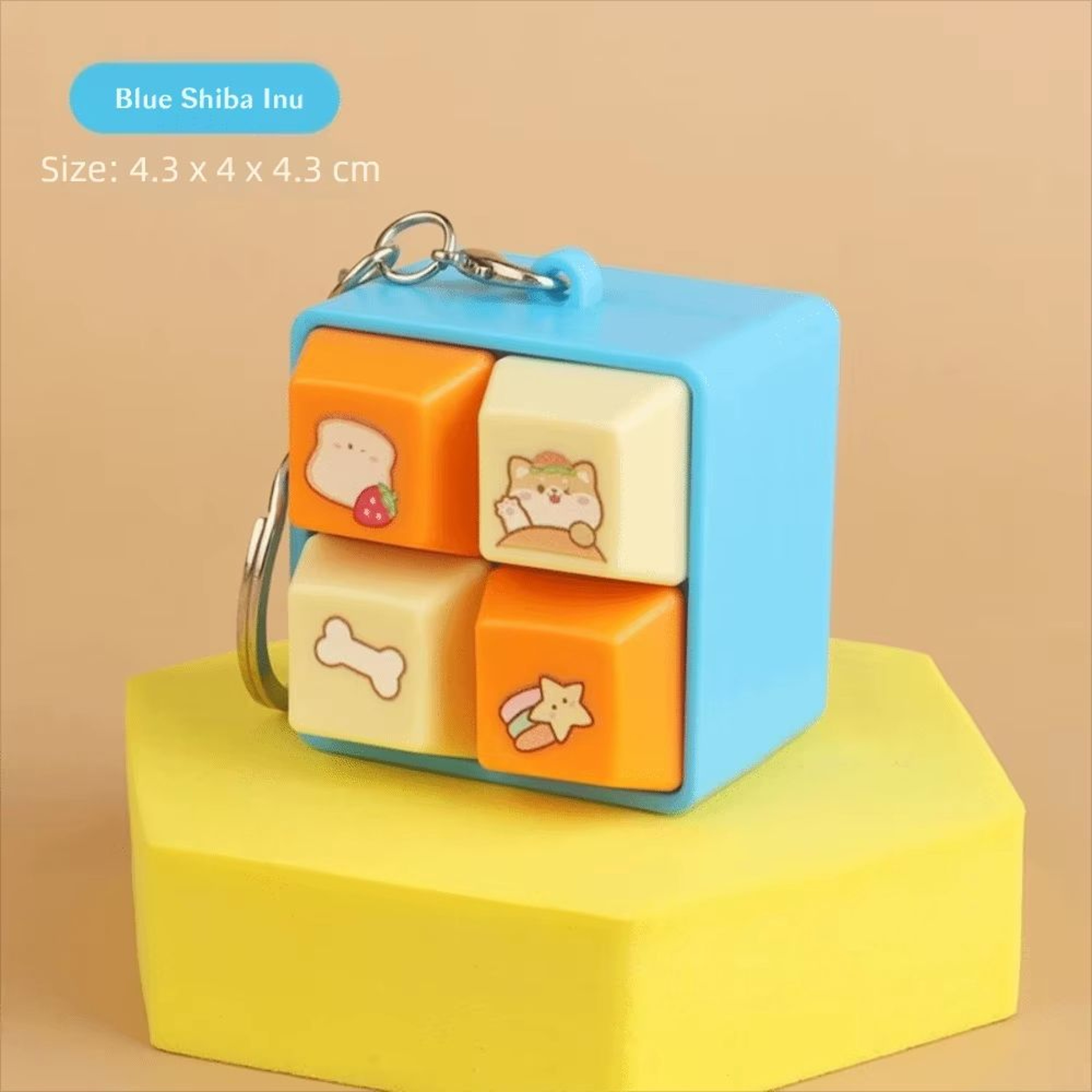 Fun Cartoon Squeeze Music FourSquare Merit Button Keychain 7
