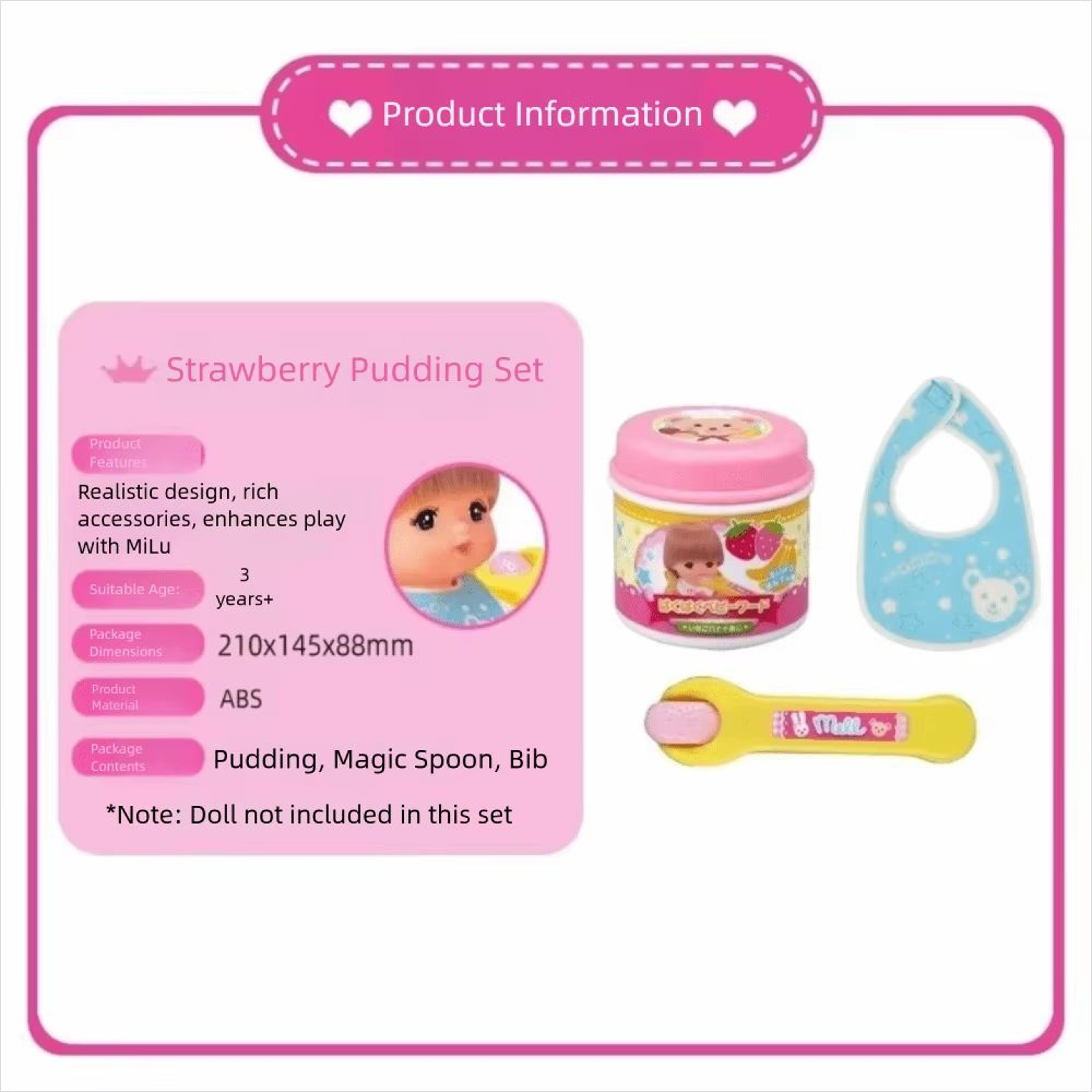 Japanese Style Strawberry Pudding Pretend Play Feeding Toy Set 4