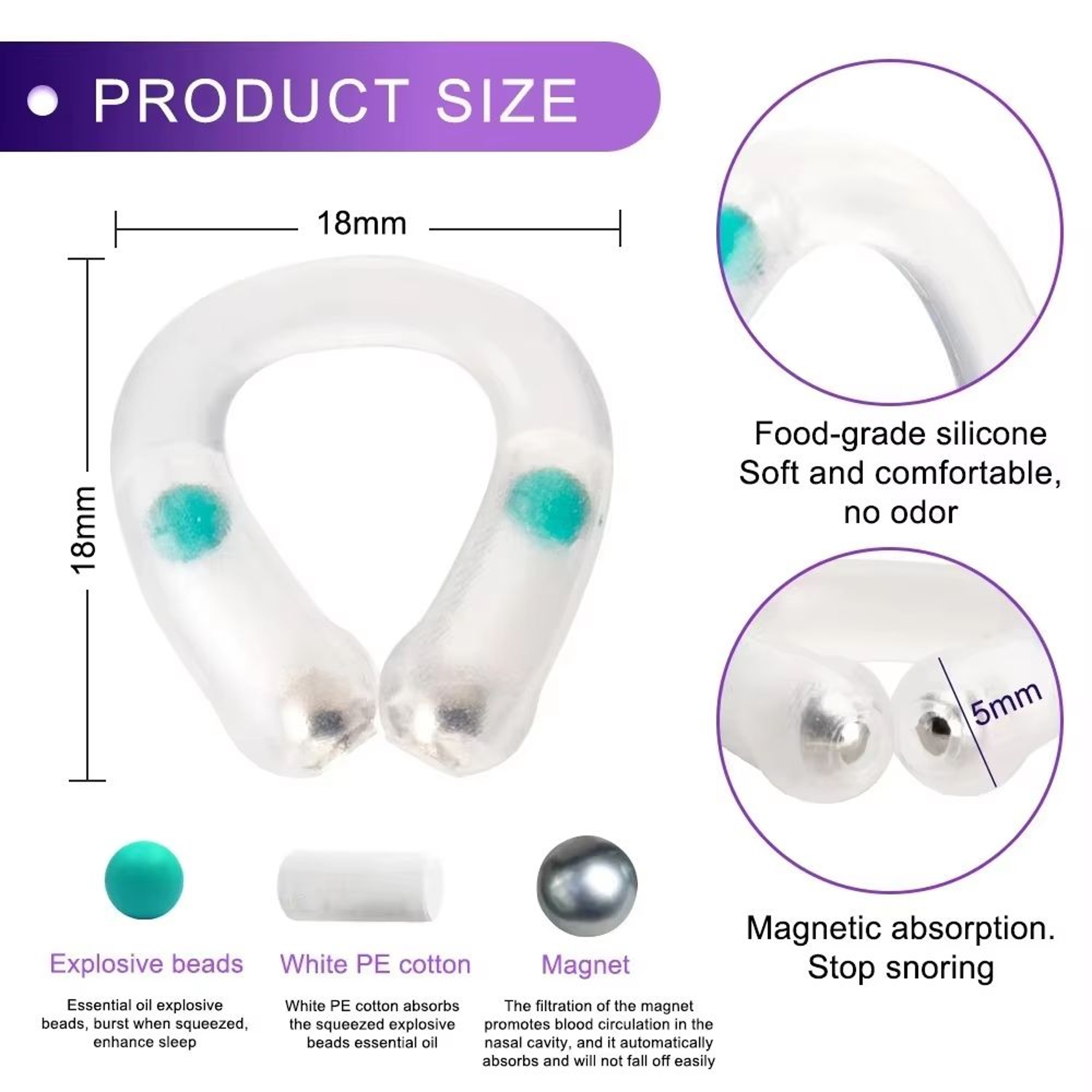 Reusable Silicone Magnetic AntiSnoring Nose Clip Breathing Aid 4