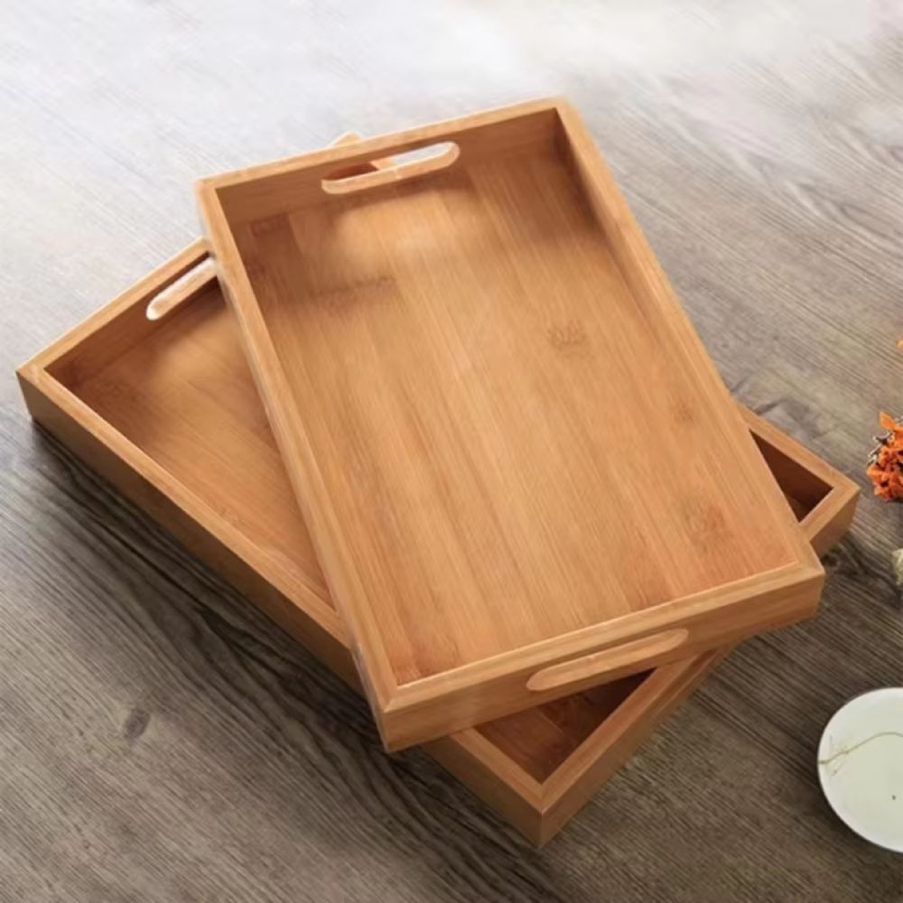 Rectangular Retro Bamboo Storage Tray For Home Organization 1