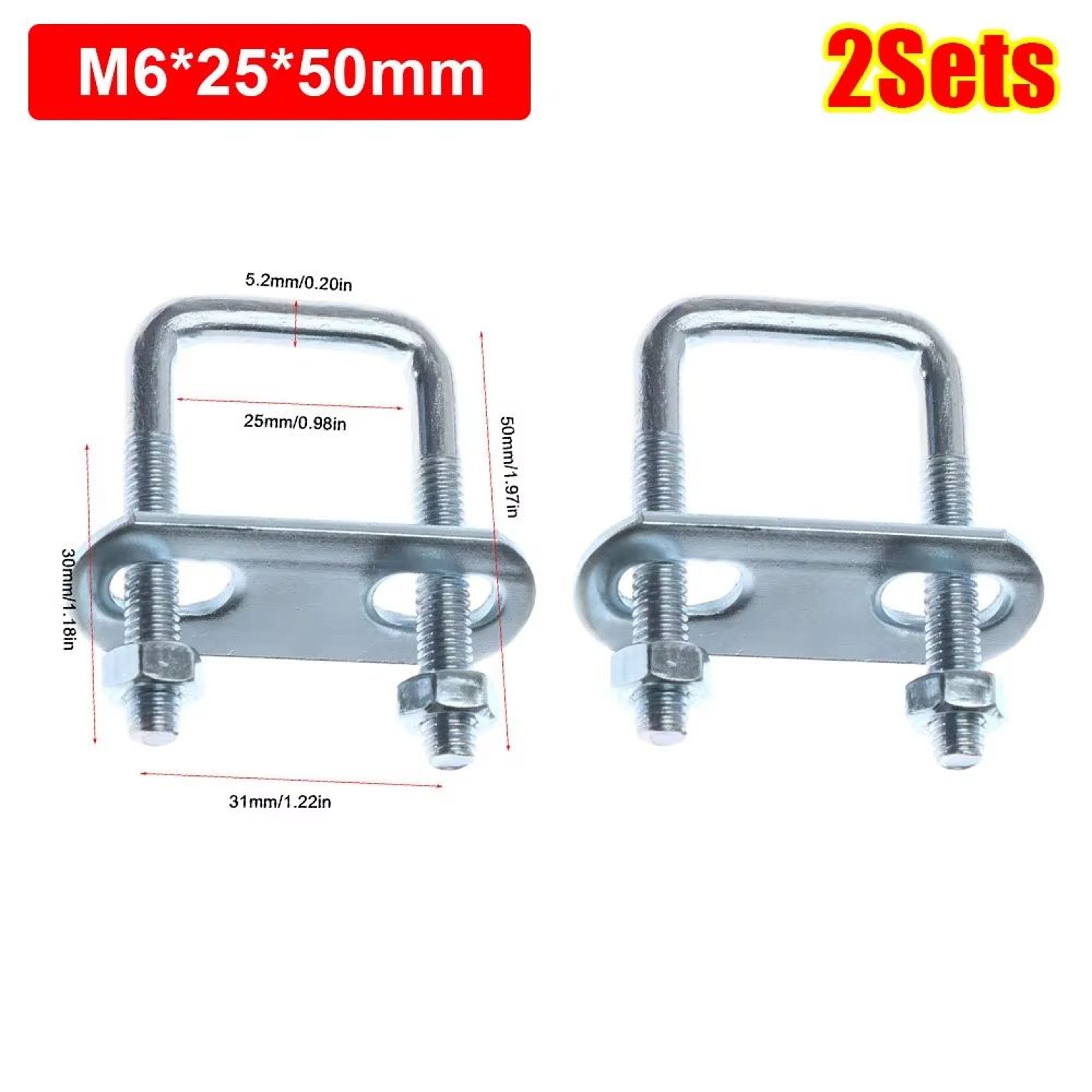 2 Sets M6 Iron Square UBolt RightAngle Screw Clamp With Baffle 6