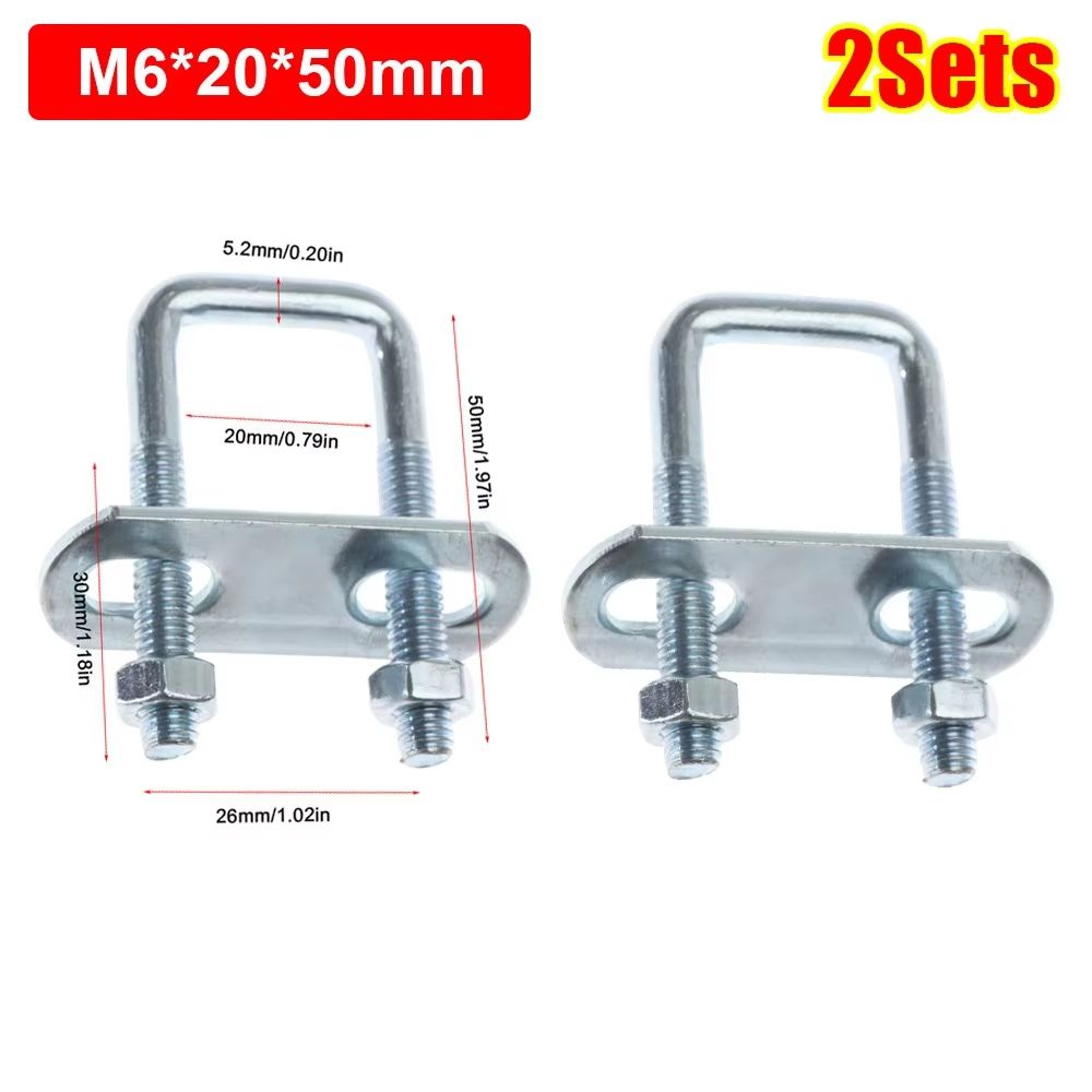 2 Sets M6 Iron Square UBolt RightAngle Screw Clamp With Baffle 7