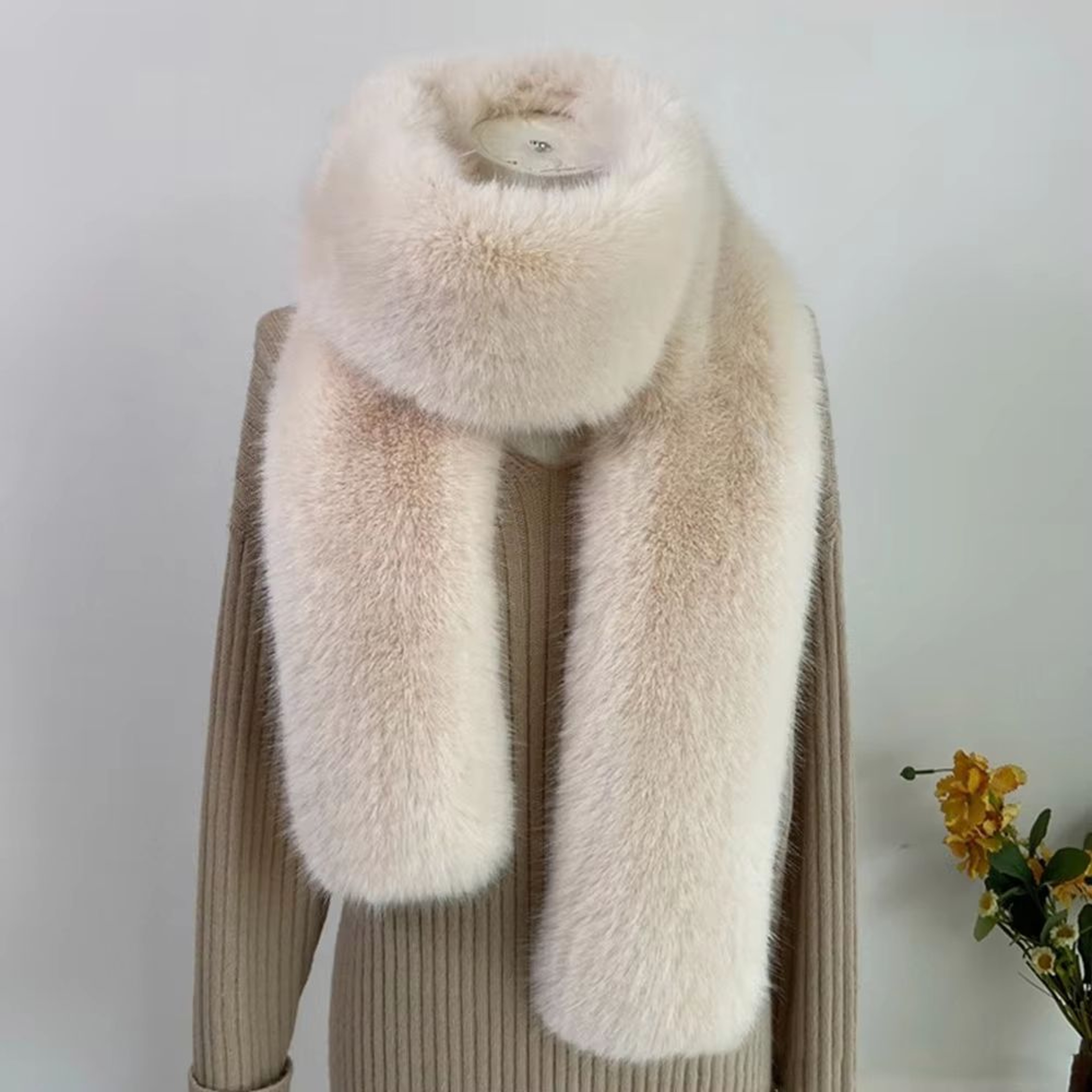 Luxury Plush Fake Fur Long Scarf 7087in Soft Winter Wrap  Shawl 10