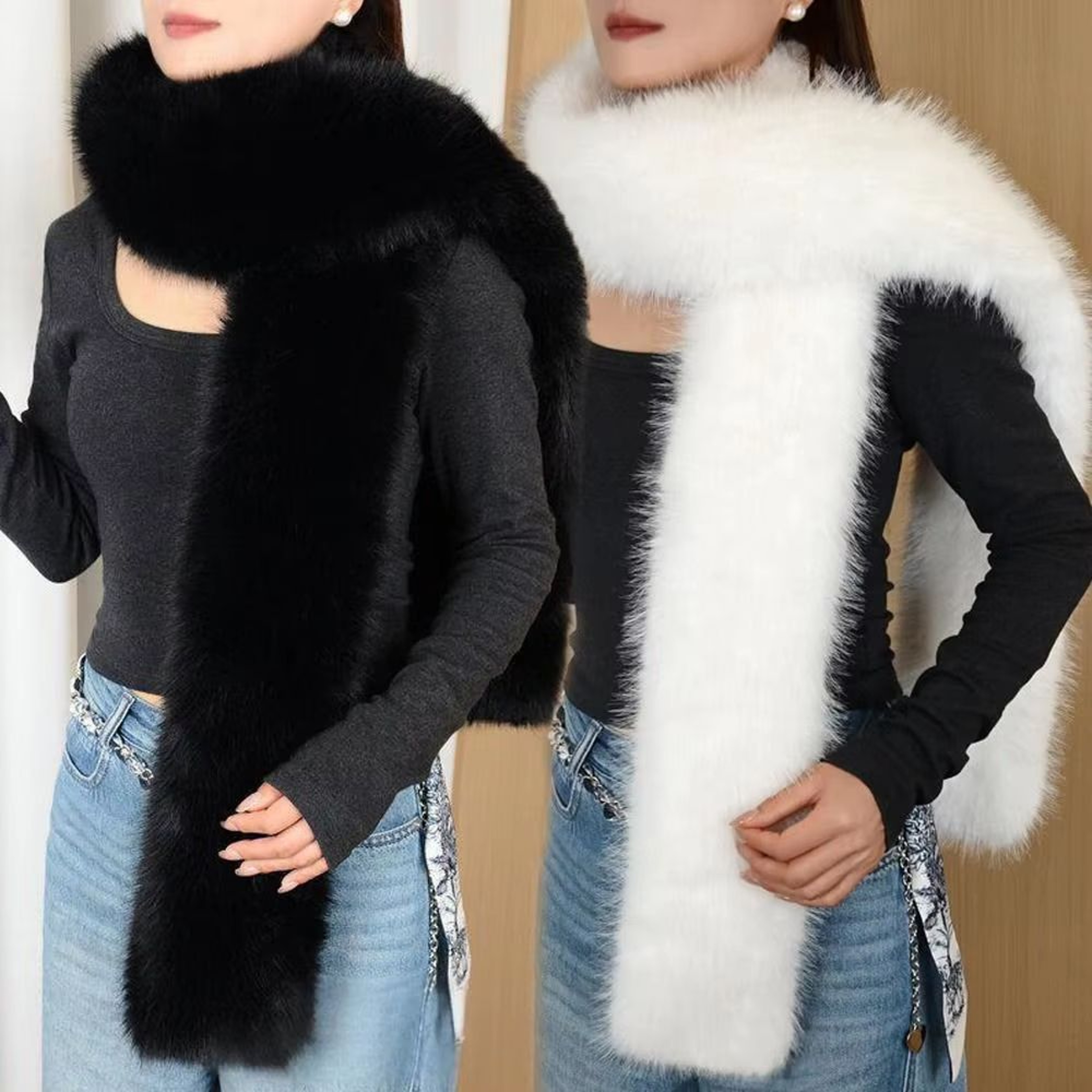 Luxury Plush Fake Fur Long Scarf 7087in Soft Winter Wrap  Shawl 1
