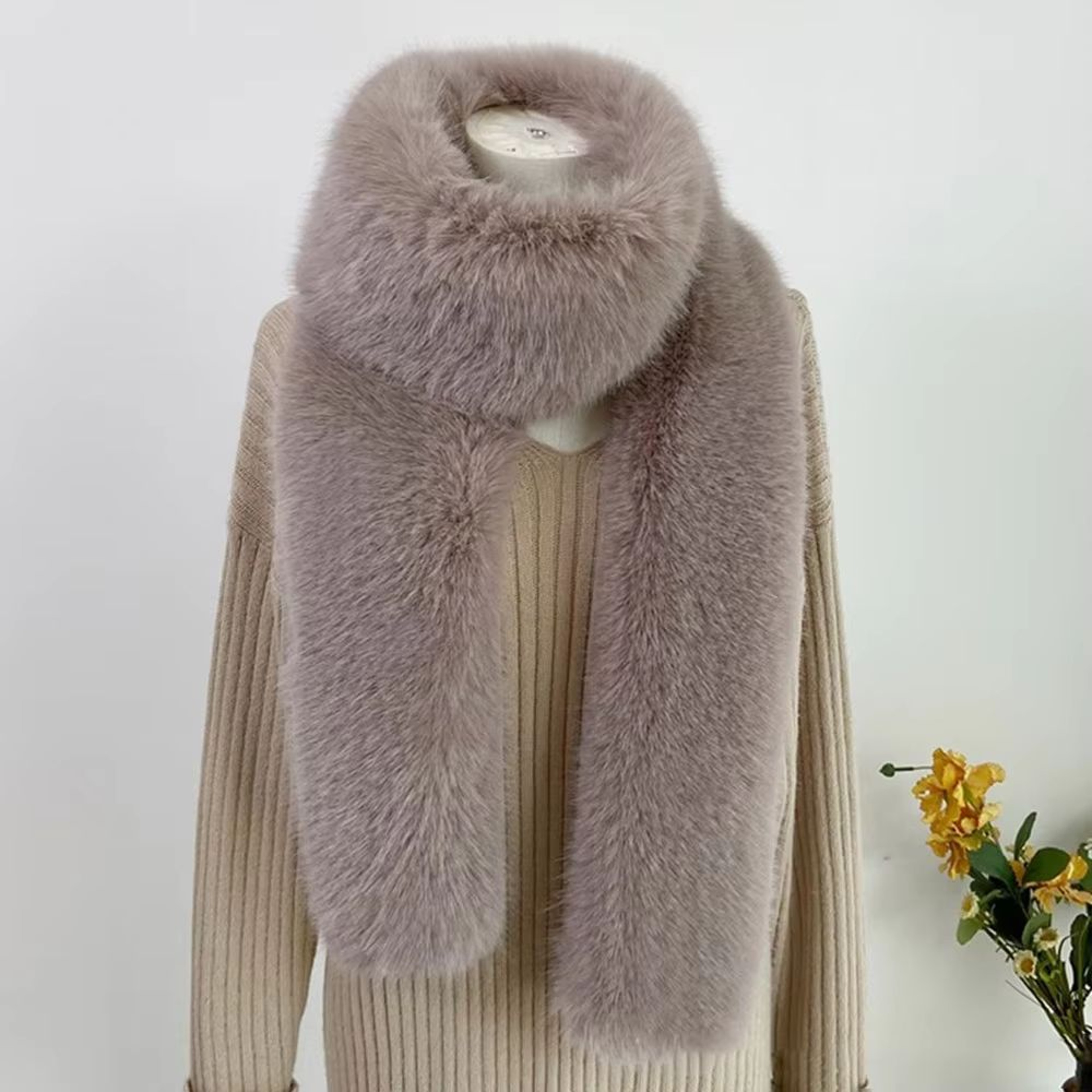 Luxury Plush Fake Fur Long Scarf 7087in Soft Winter Wrap  Shawl 11