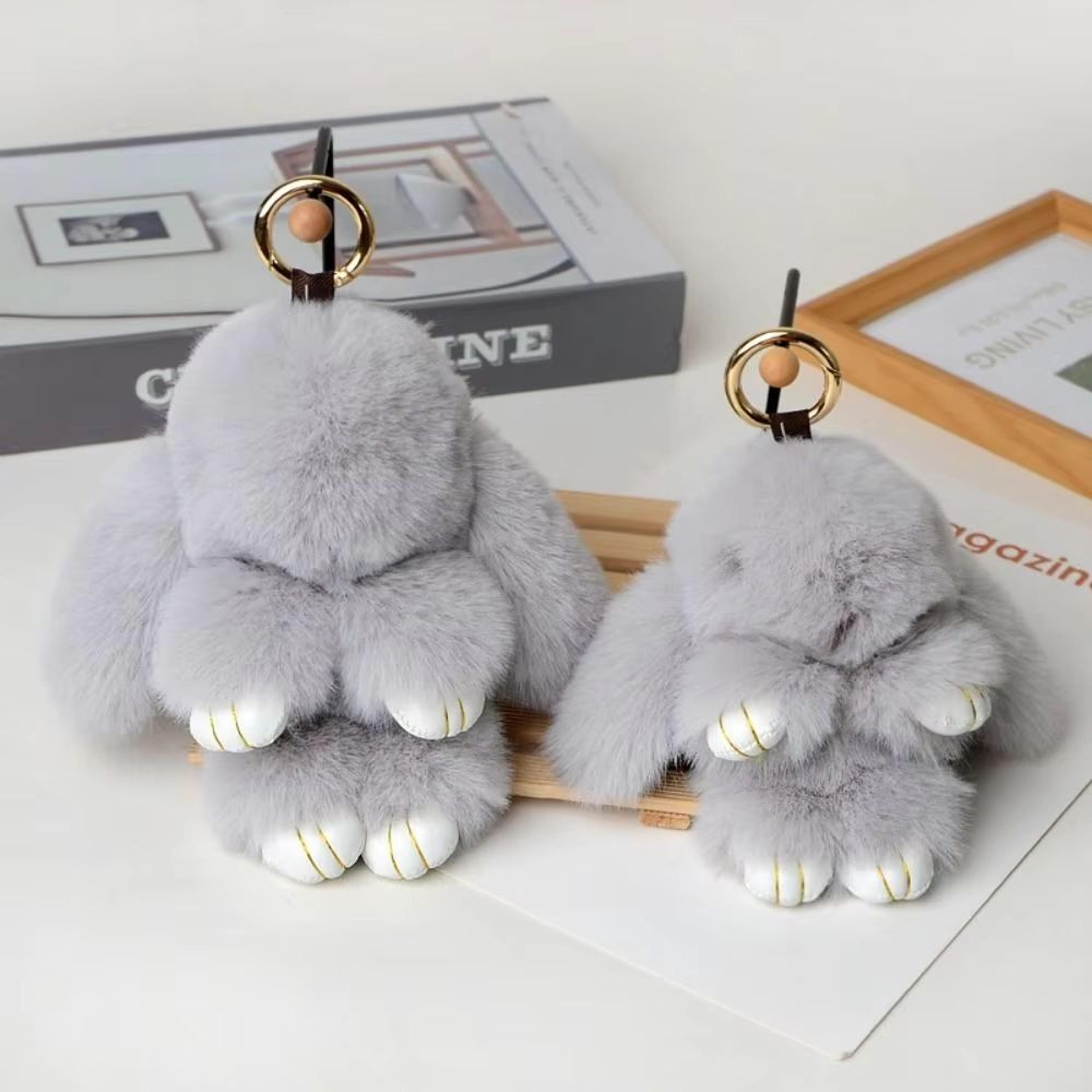 Fluffy Bunny Fur Pom Pom Keychain Soft Cute Rabbit Bag Charm 0