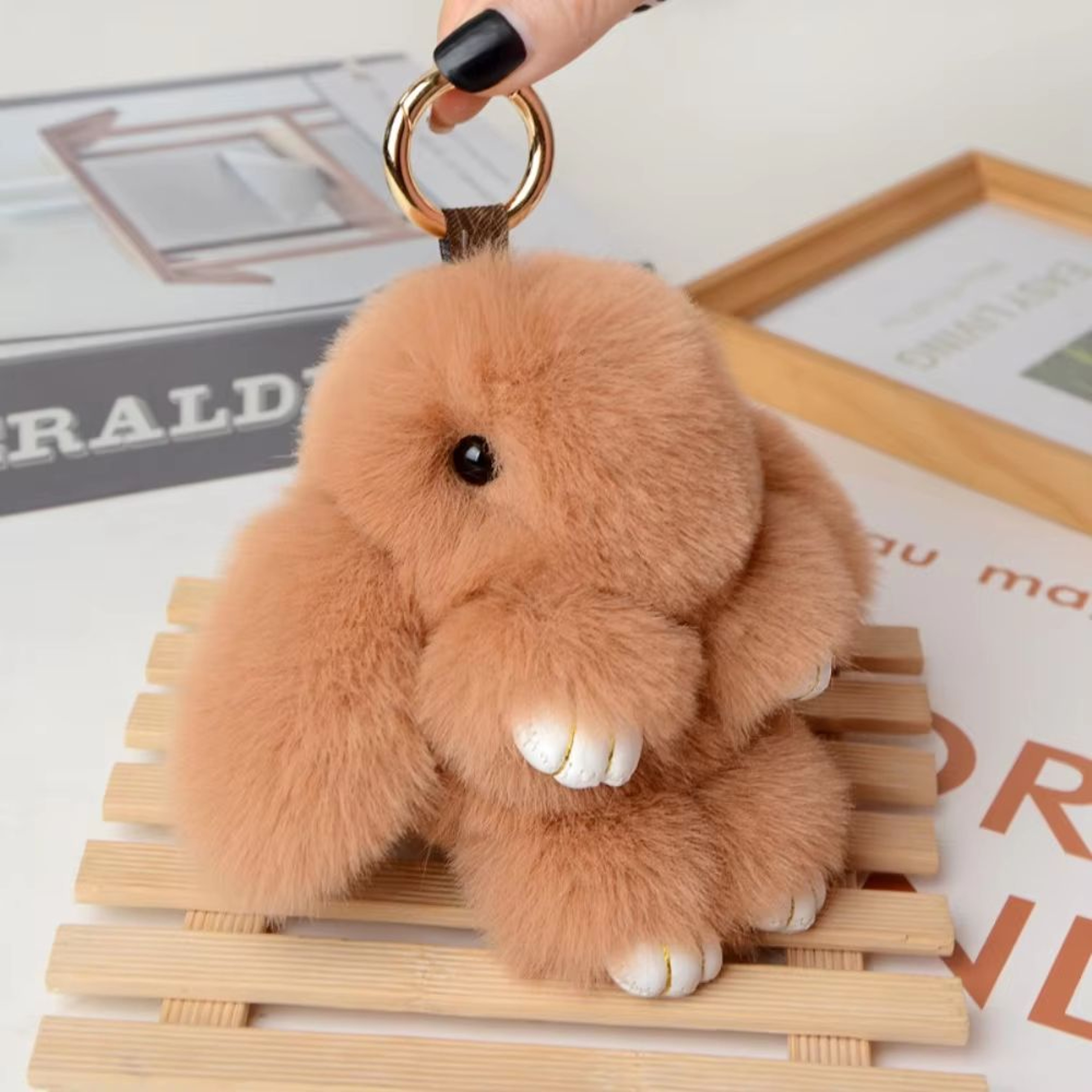 Fluffy Bunny Fur Pom Pom Keychain Soft Cute Rabbit Bag Charm 2