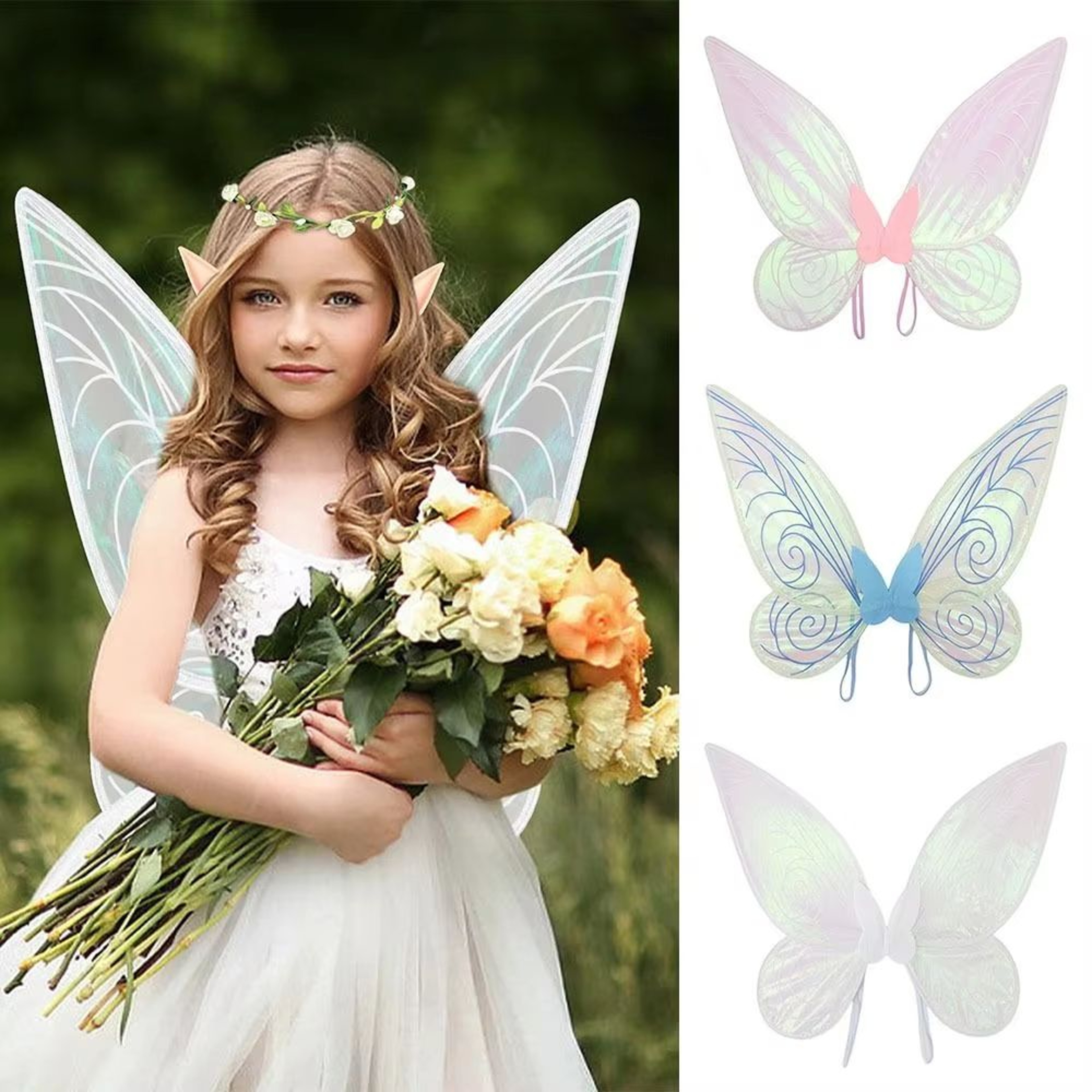 Sparkling Fairy Costume Wings For Kids  Adults Halloween Party DressUp 0