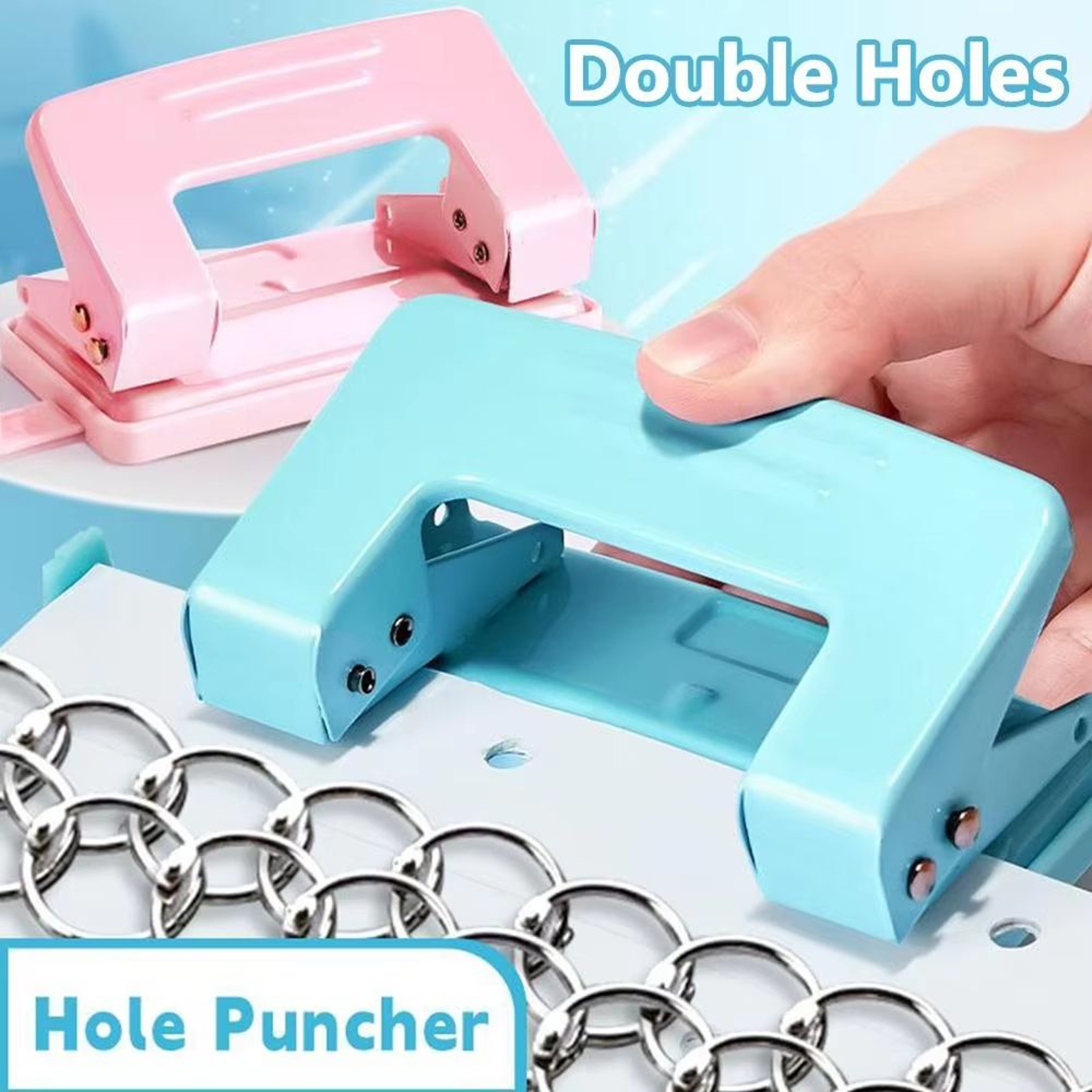 Metal DoubleHole Punch Tool Rotary Binding Cutter For DIY Crafts  Office 2